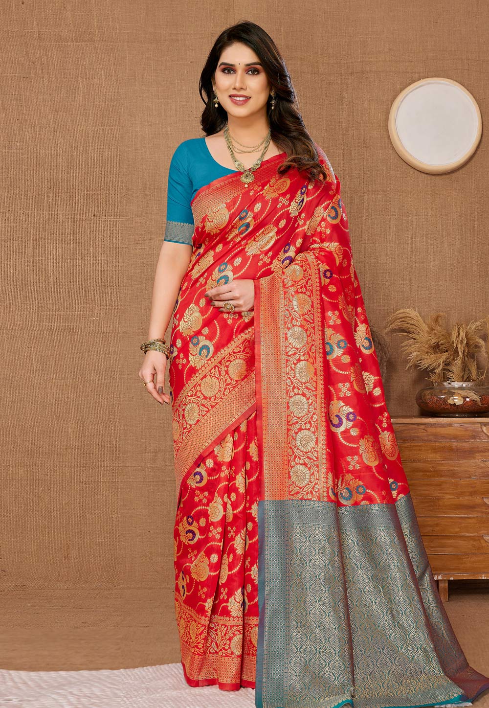 Red Banarasi Silk Saree 285942