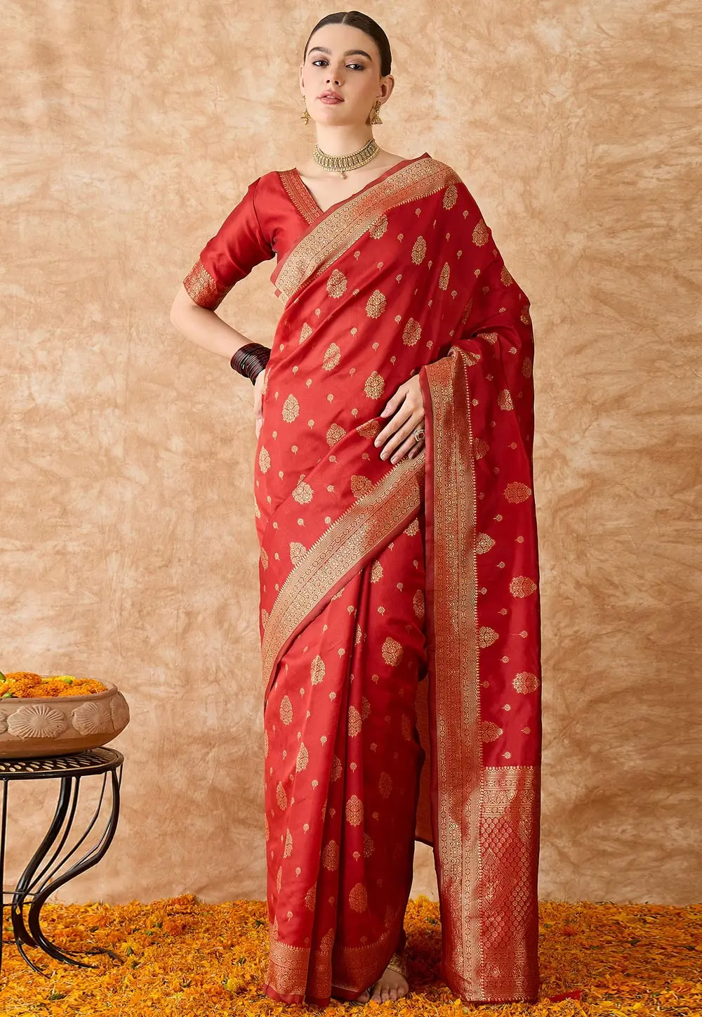 Red Banarasi Silk Saree 301500