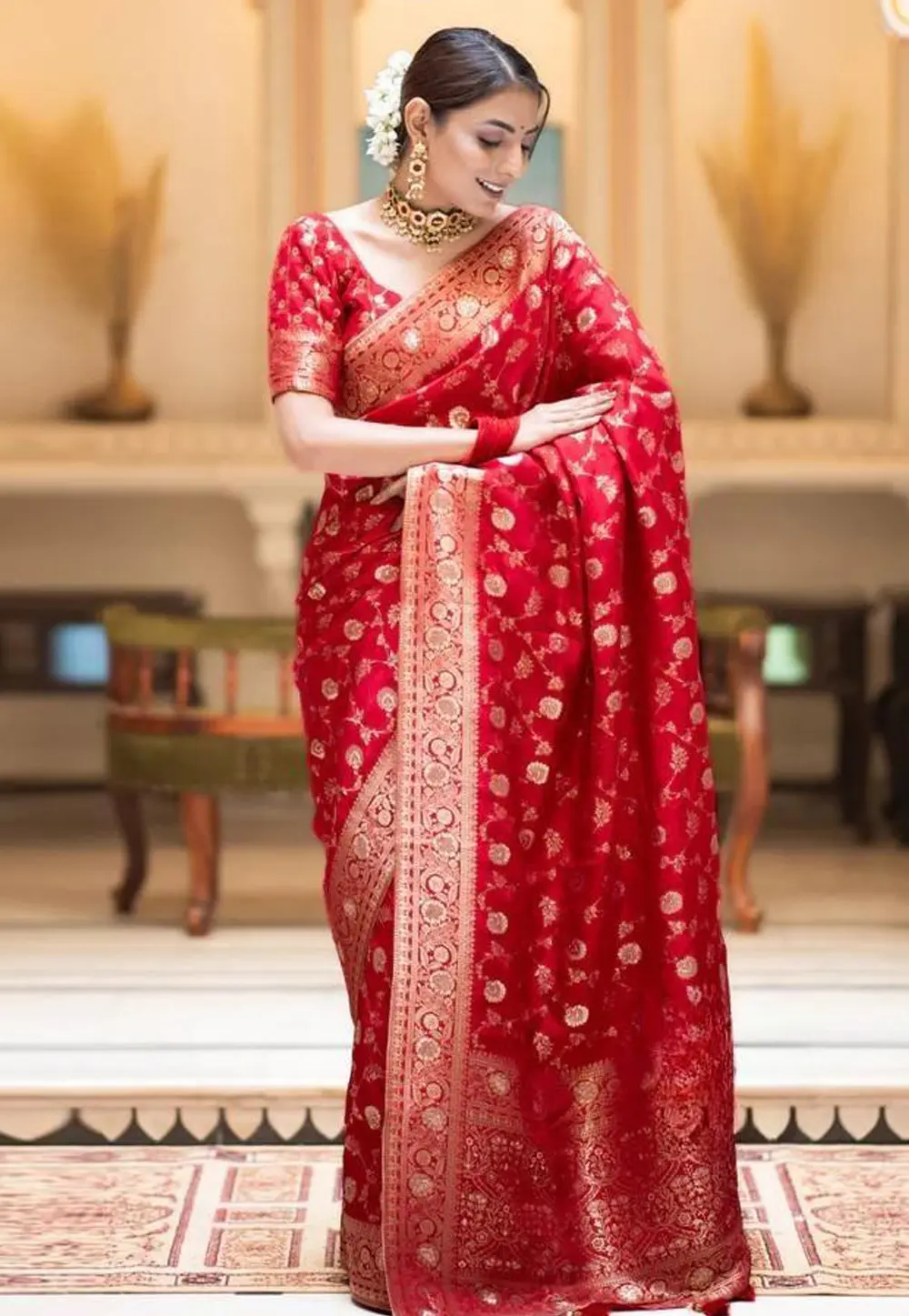 Red Banarasi Silk Saree 298159