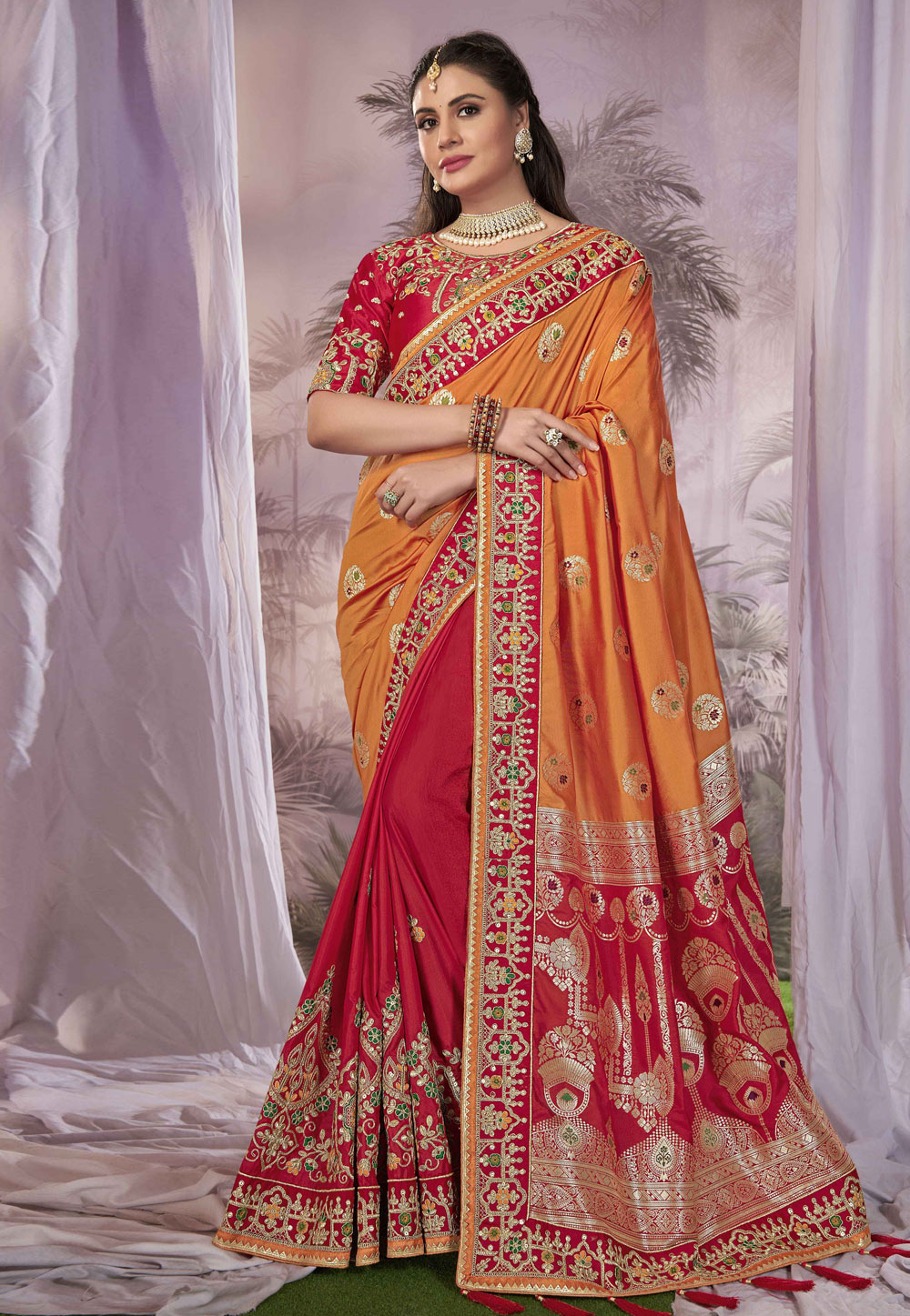 Red Banarasi Silk Saree 287800