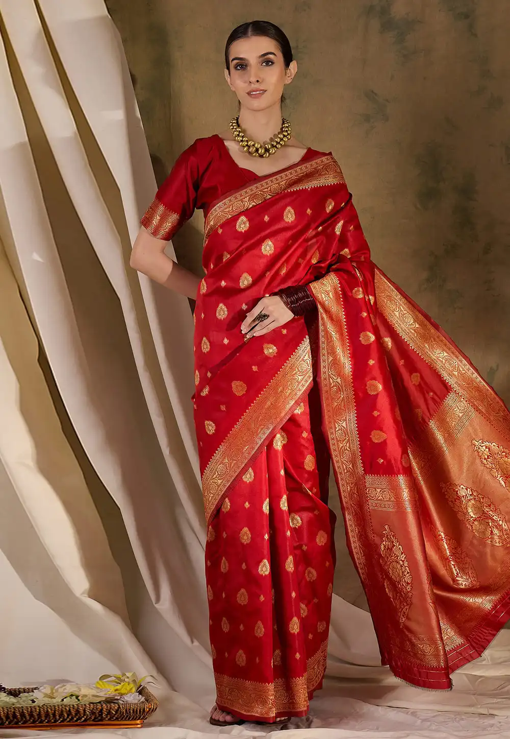 Red Banarasi Silk Saree 289646