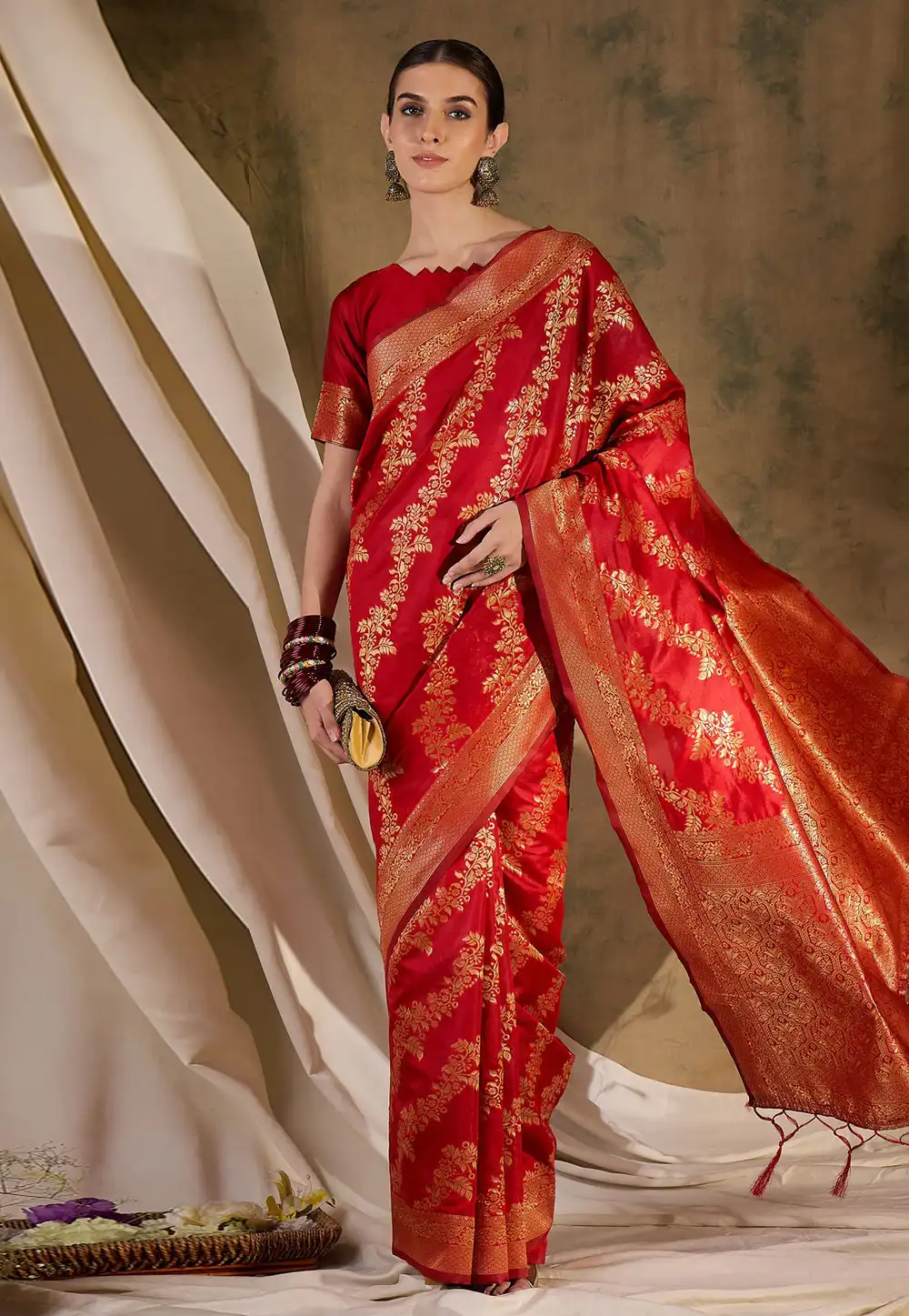 Red Banarasi Silk Saree 289652