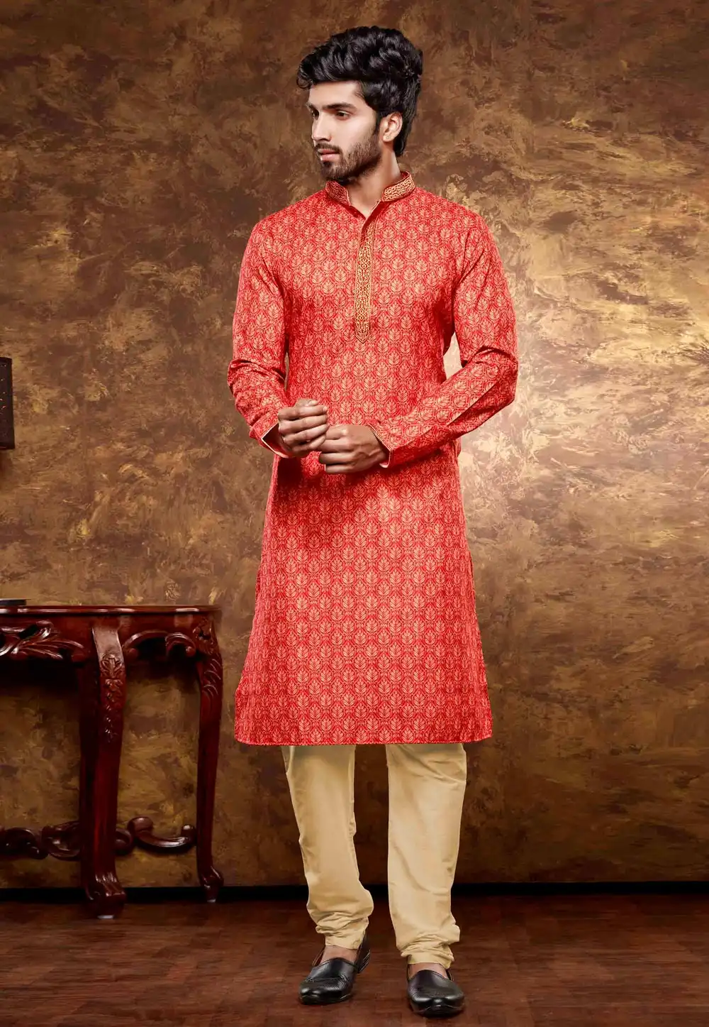 Red Cotton Kurta Pajama 288051