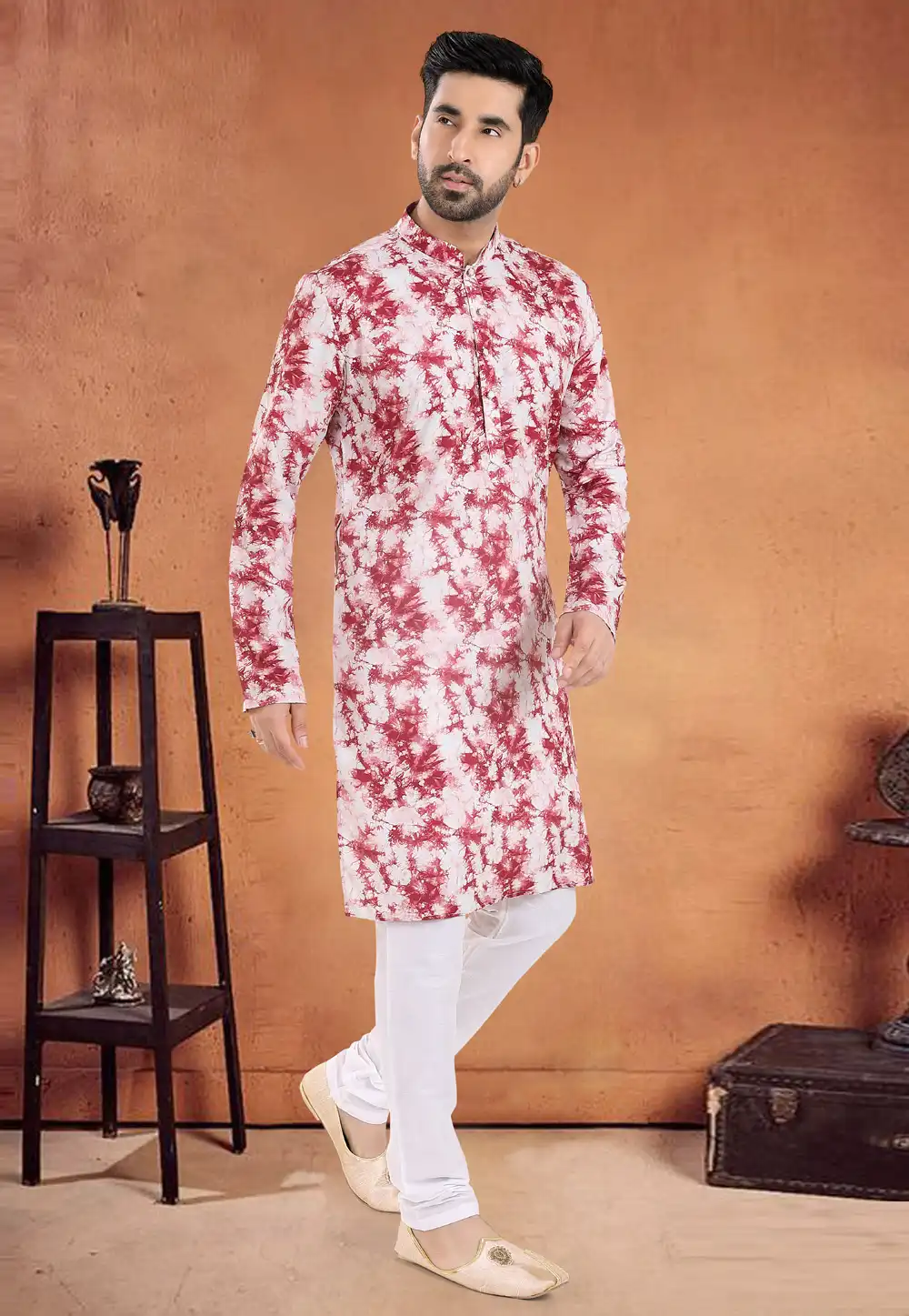 Red Cotton Kurta Pajama 290565