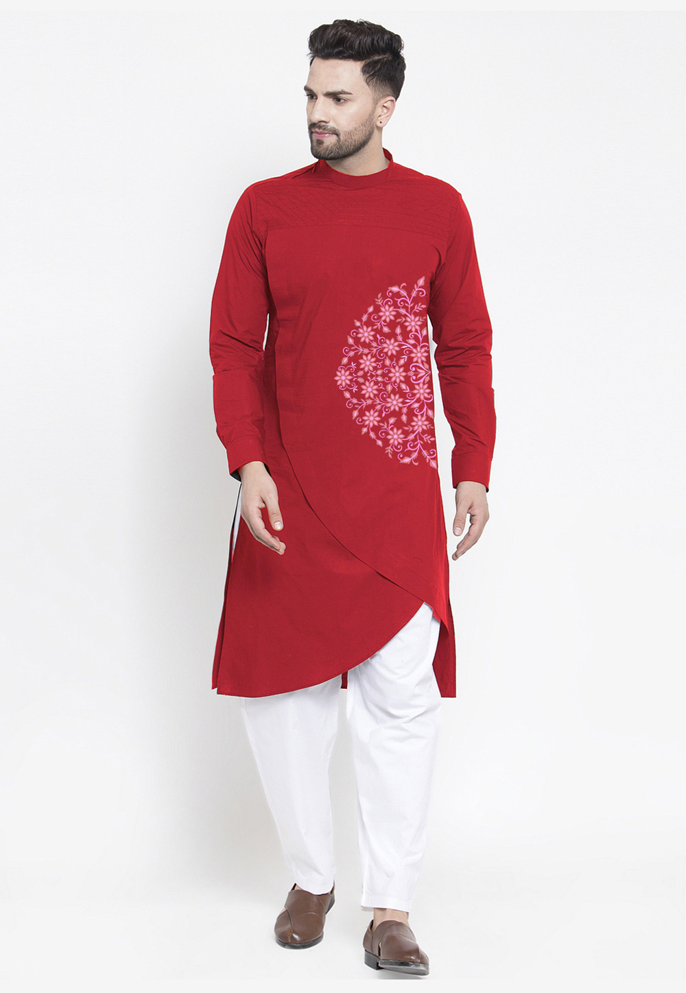 Red Cotton Kurta Pajama 282936
