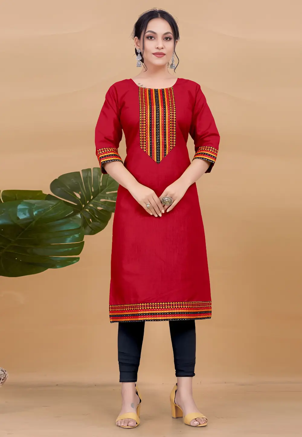 Red Cotton Long Tunic 297529