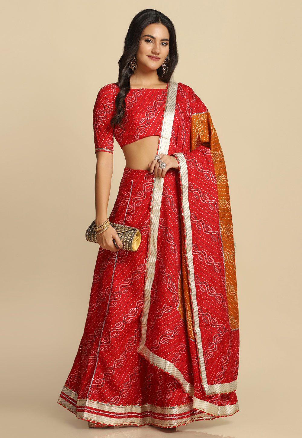 Red Cotton Silk A Line Lehenga Choli 287258