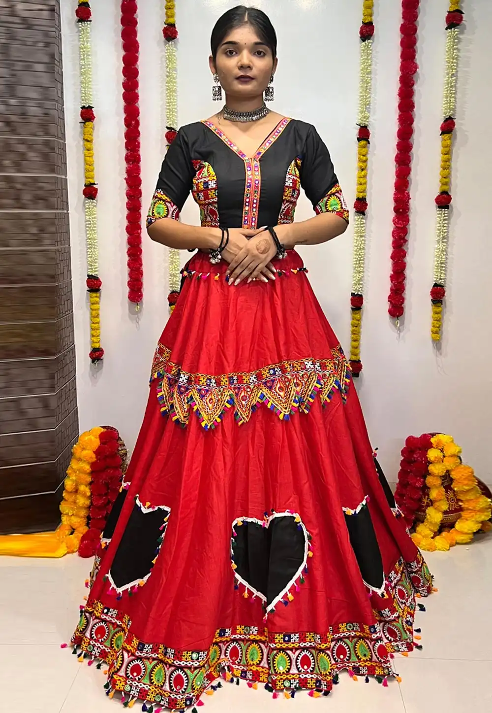 Red Cotton Silk Navratri Chaniya Choli 291418