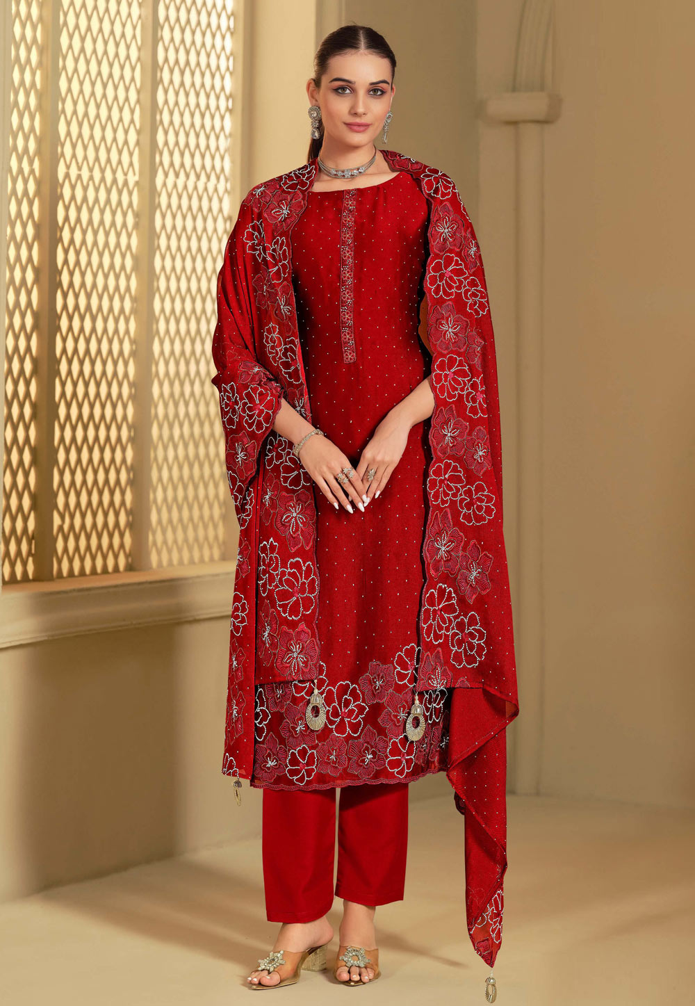Red Georgette Pakistani Suit 310924