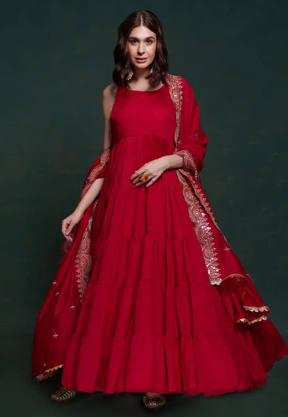 Red Georgette Readymade Anarkali Suit 290509