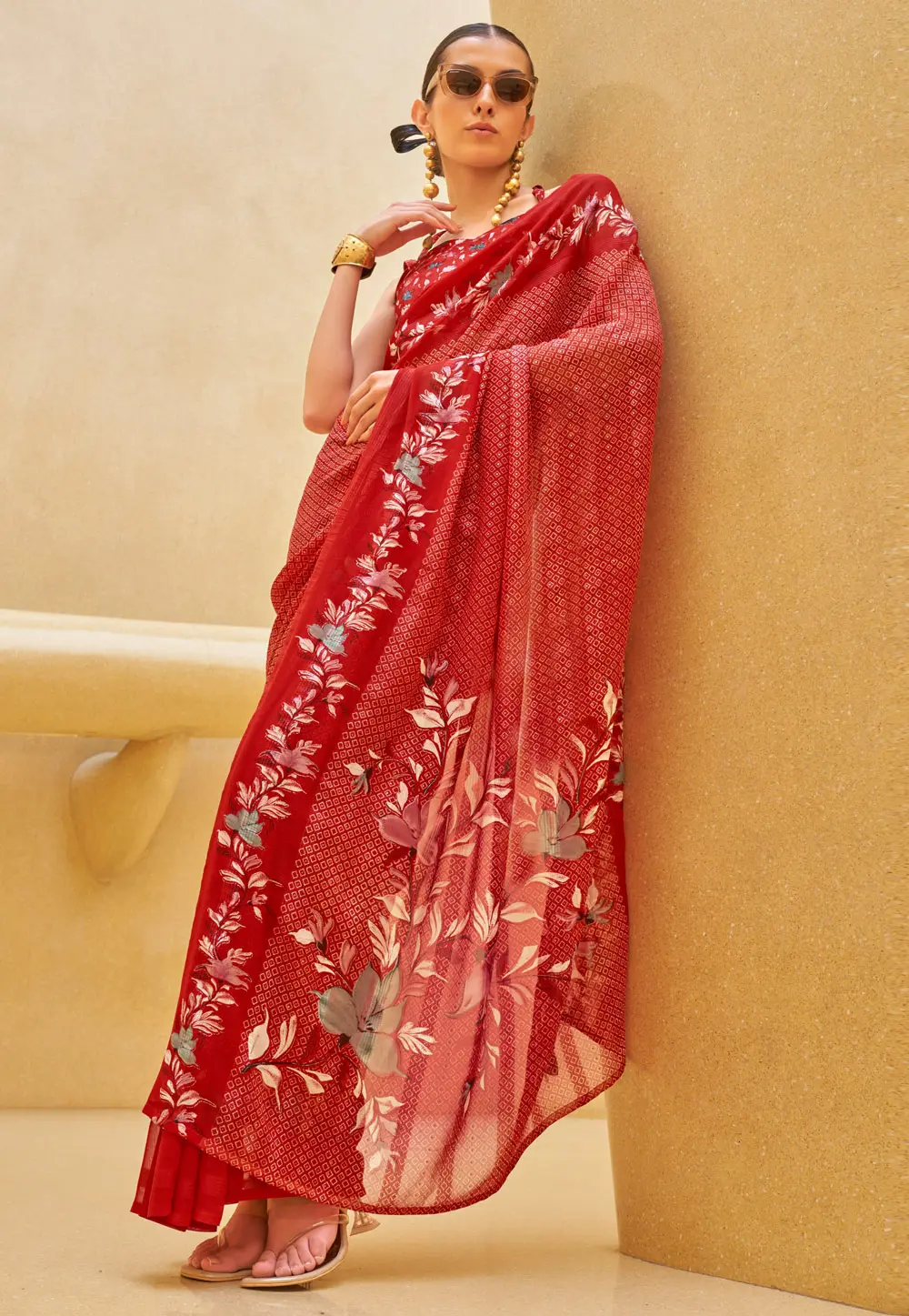 Red Georgette Saree With Blouse 301250