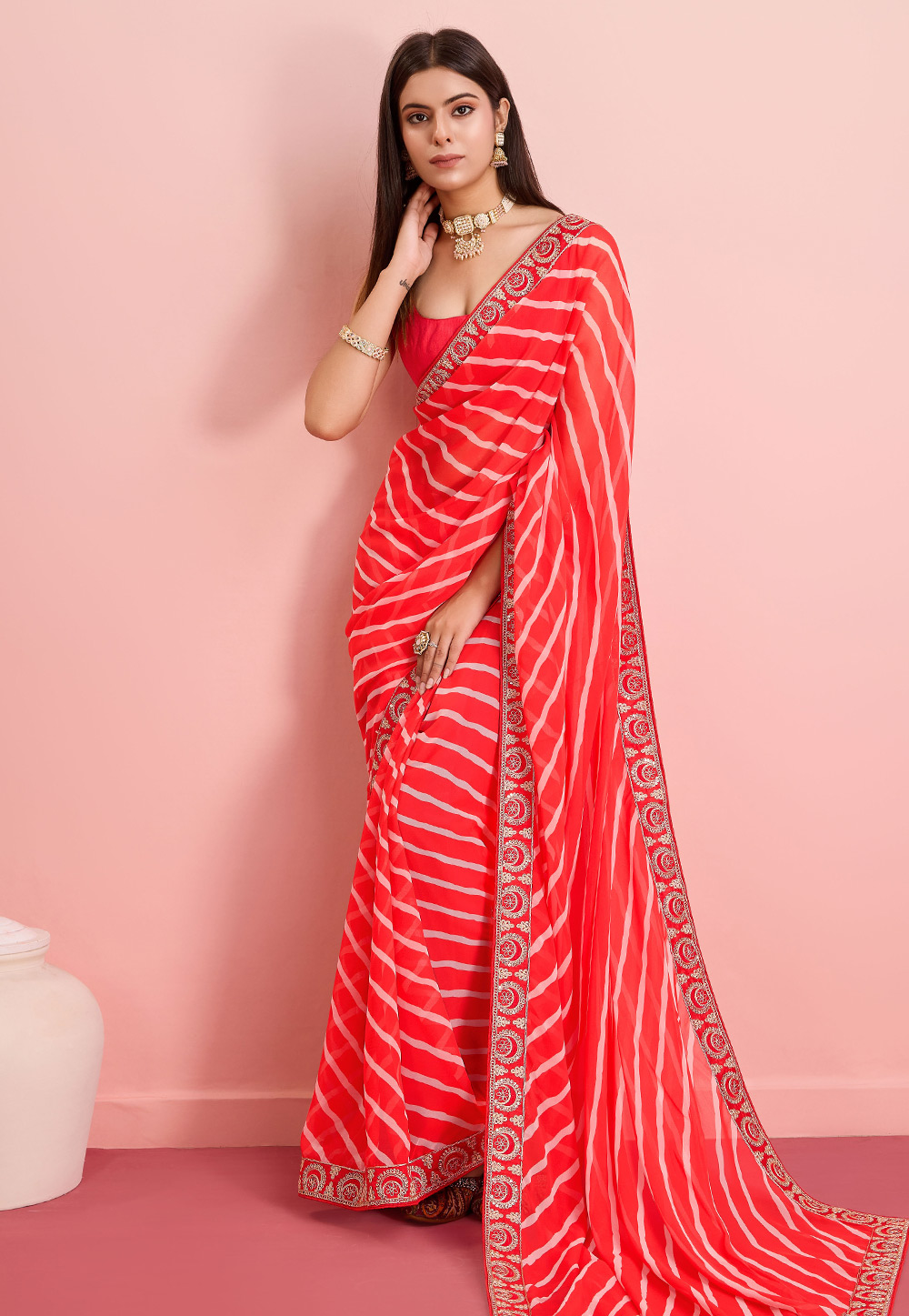 Red Georgette Saree With Blouse 287522