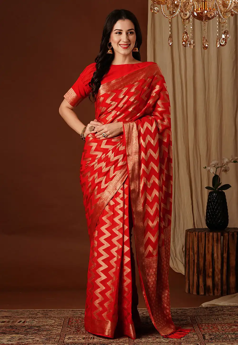 Red Georgette Saree With Blouse 292708