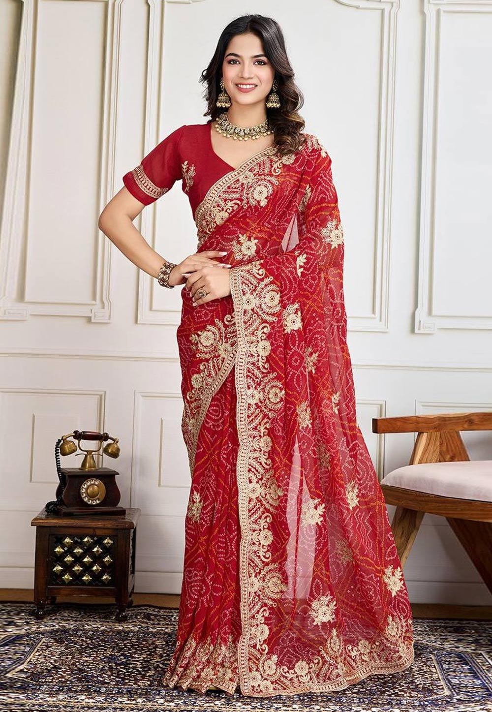 Red Georgette Saree With Blouse 306166