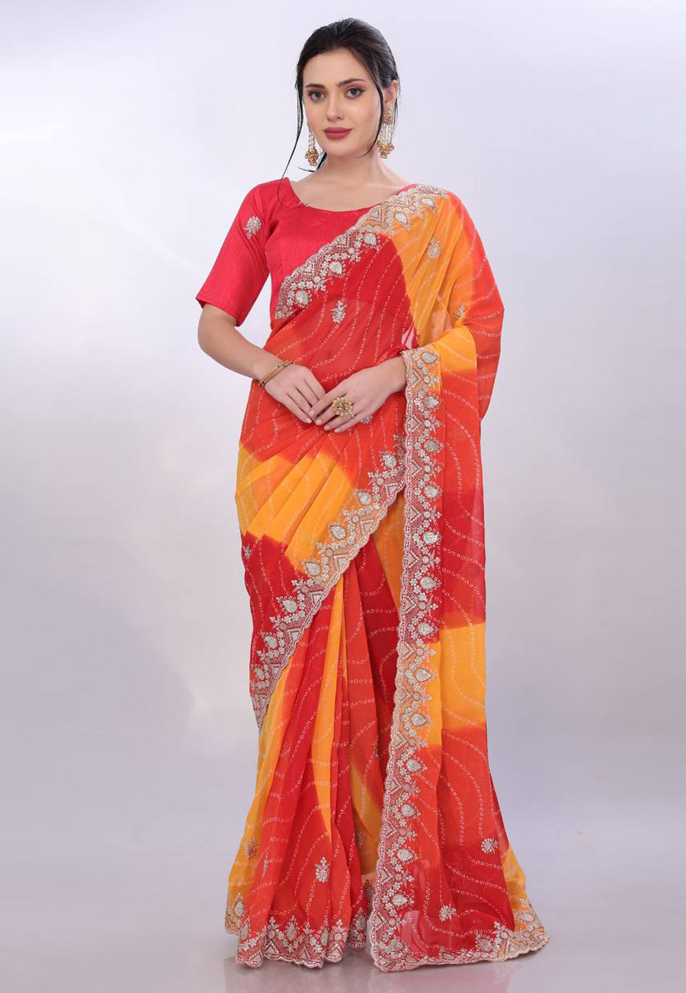 Red Georgette Saree With Blouse 304985