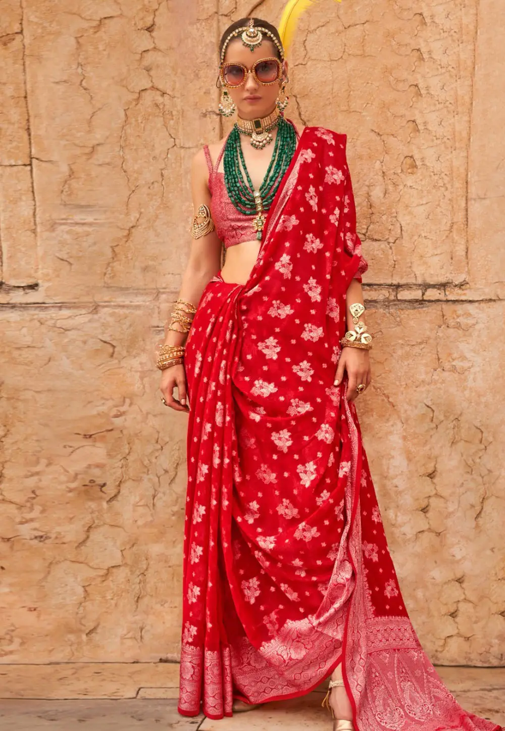 Red Georgette Saree With Blouse 296188