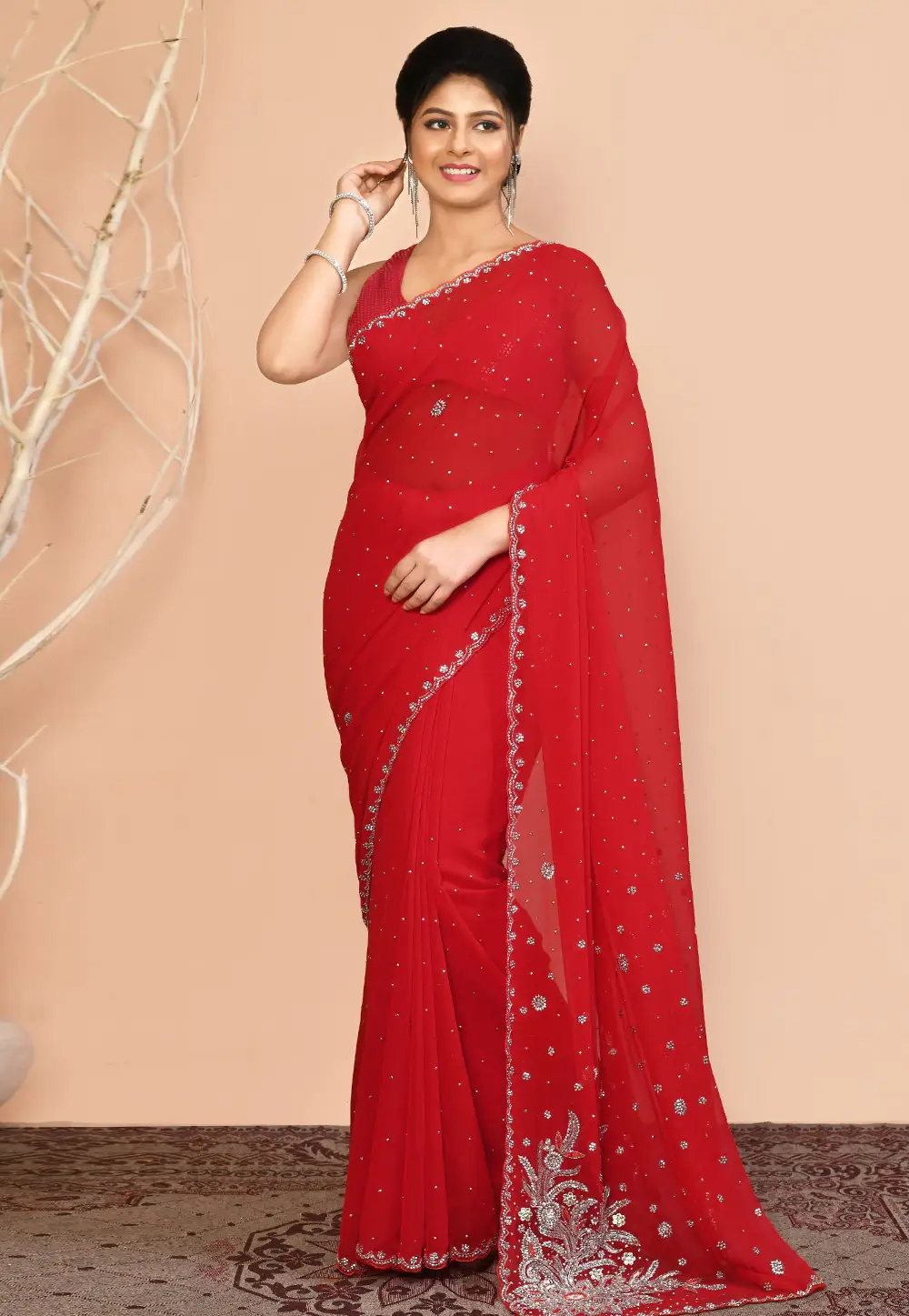 Red Georgette Saree With Blouse 295978