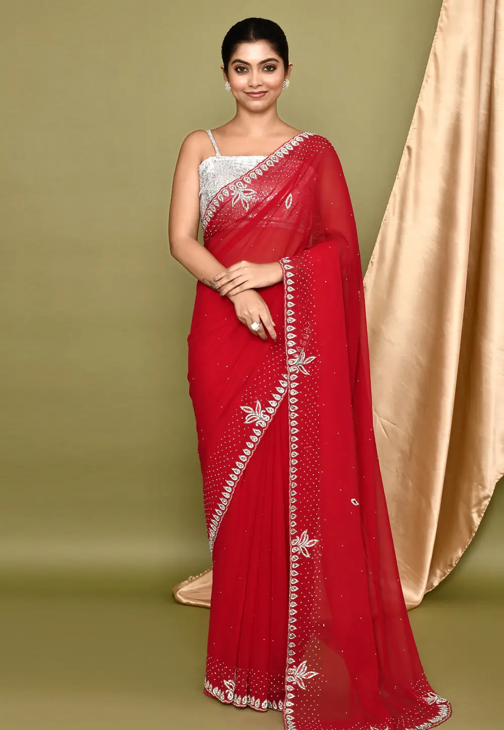 Red Georgette Saree With Blouse 295950