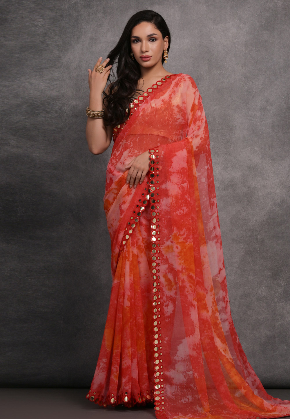 Red Georgette Saree With Blouse 286471