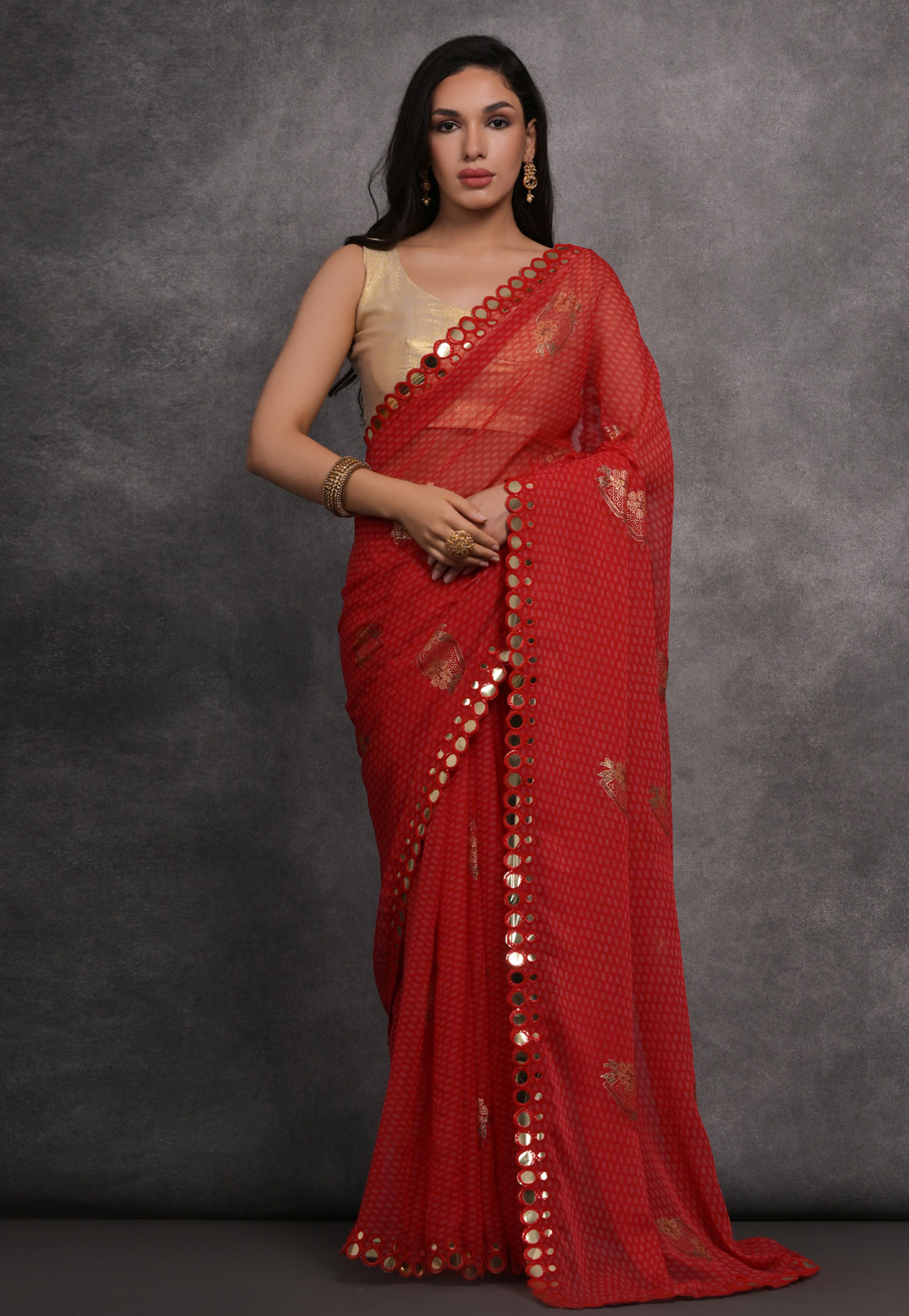 Red Georgette Saree With Blouse 286459