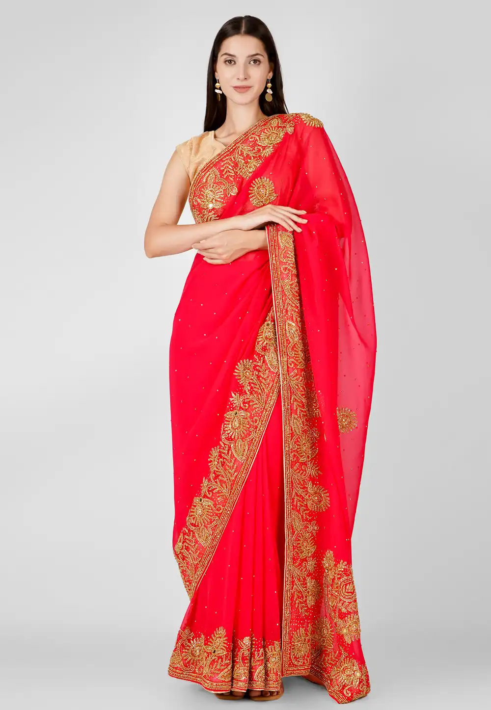 Red Georgette Saree With Blouse 293484