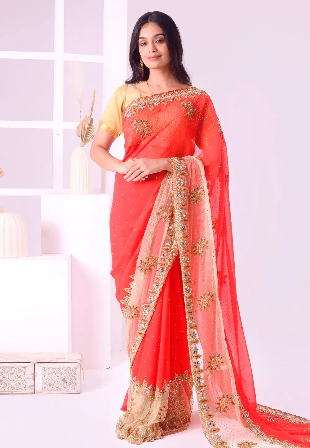 Red Georgette Saree With Blouse 293578