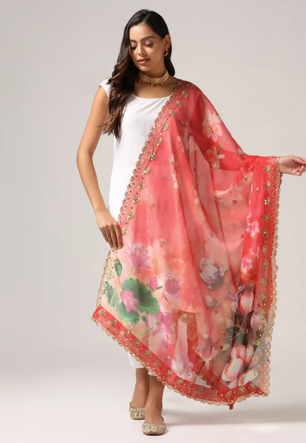 Red Organza Dupatta 292190