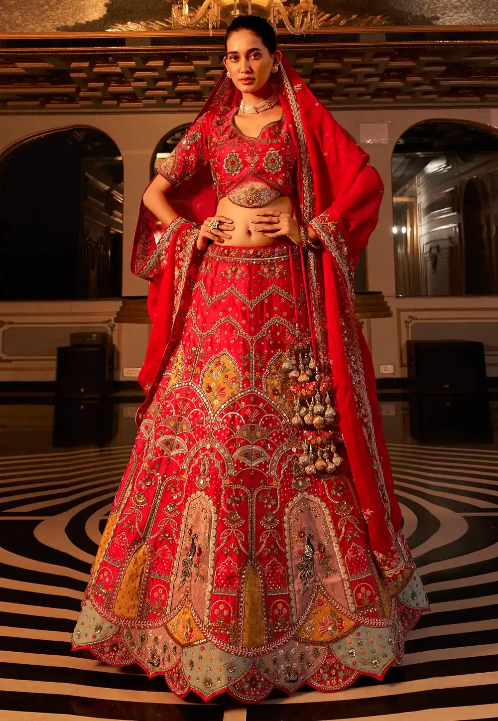 Red Raw Silk Bridal Lehenga Choli 291505