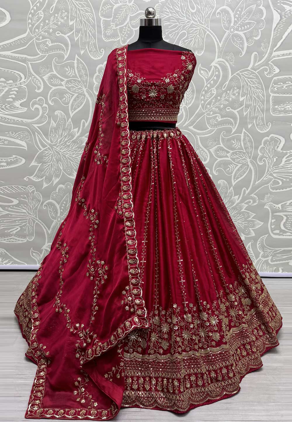 Chiffon bridal lehenga hotsell