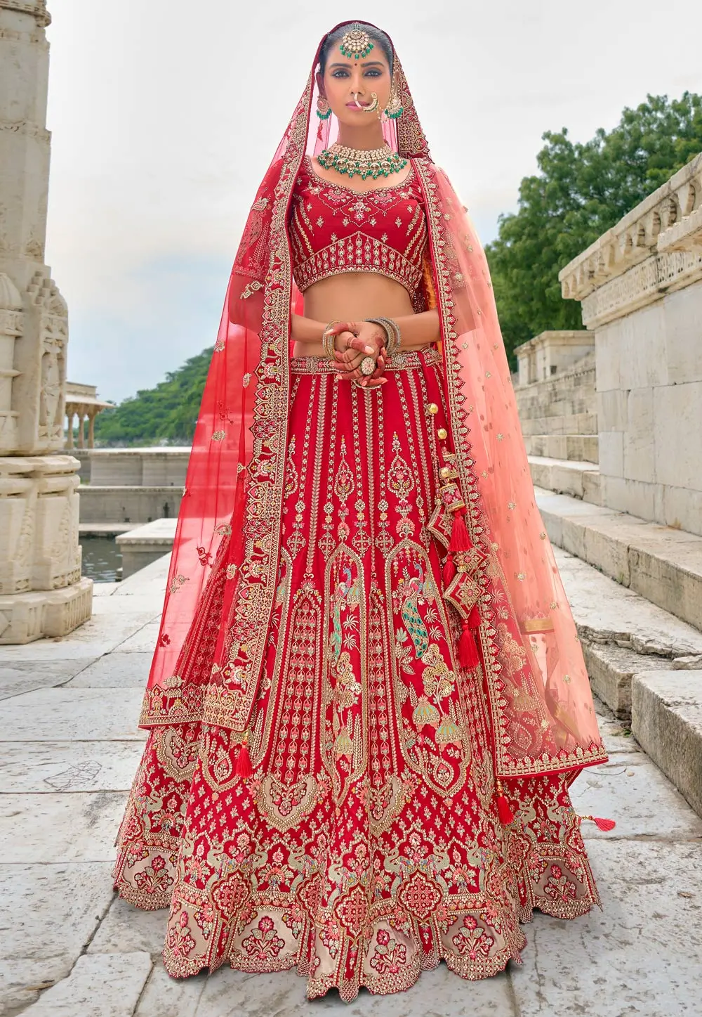 Red Silk Bridal Lehenga Choli 298410