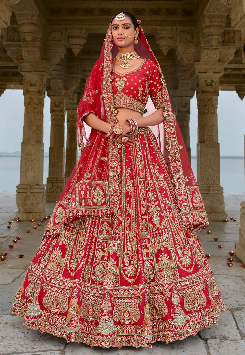 Red Silk Bridal Lehenga Choli 298415