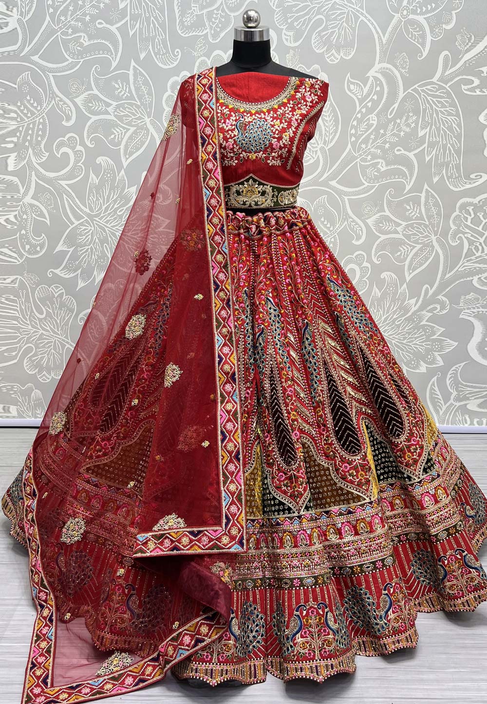 Red Silk Bridal Lehenga Choli 279044