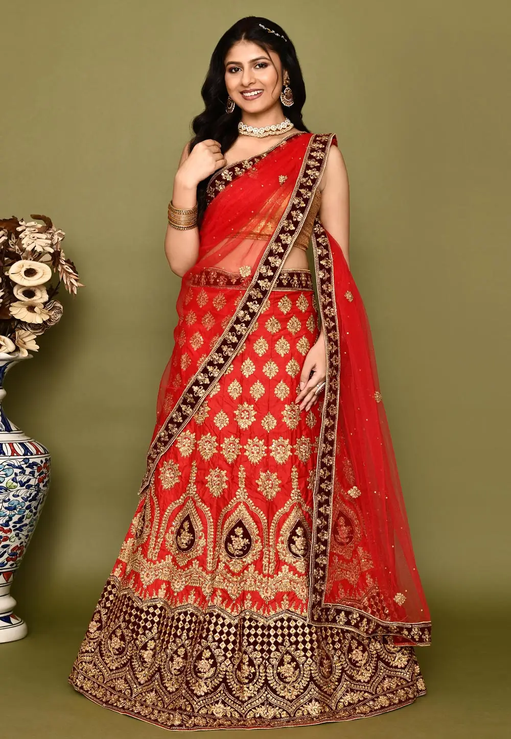 Red Silk Bridal Lehenga Choli 295779