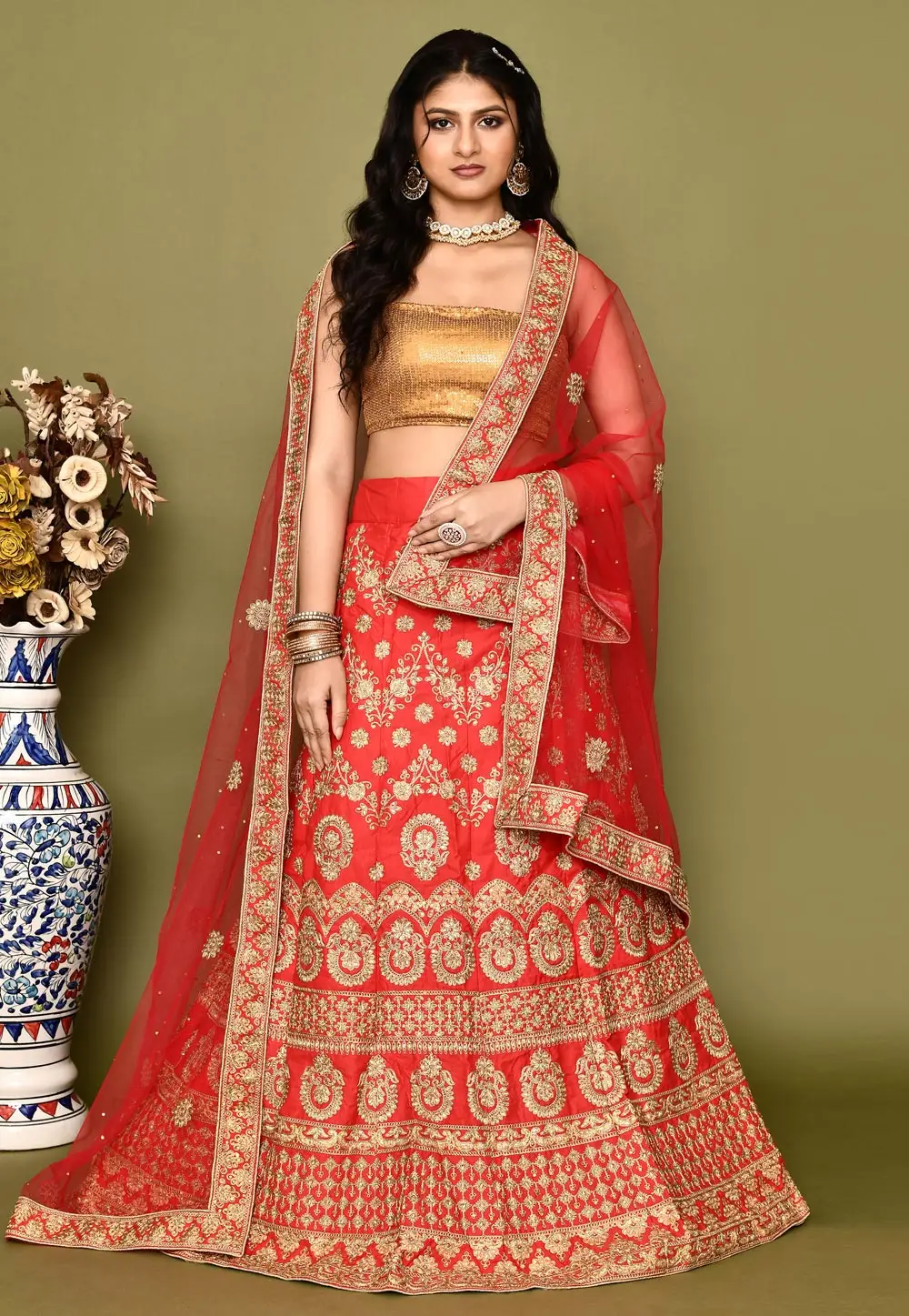 Red Silk Bridal Lehenga Choli 295781