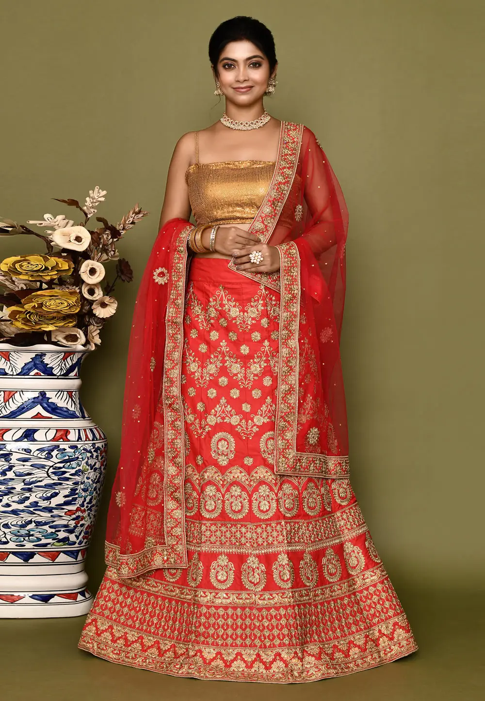 Red Silk Bridal Lehenga Choli 295806