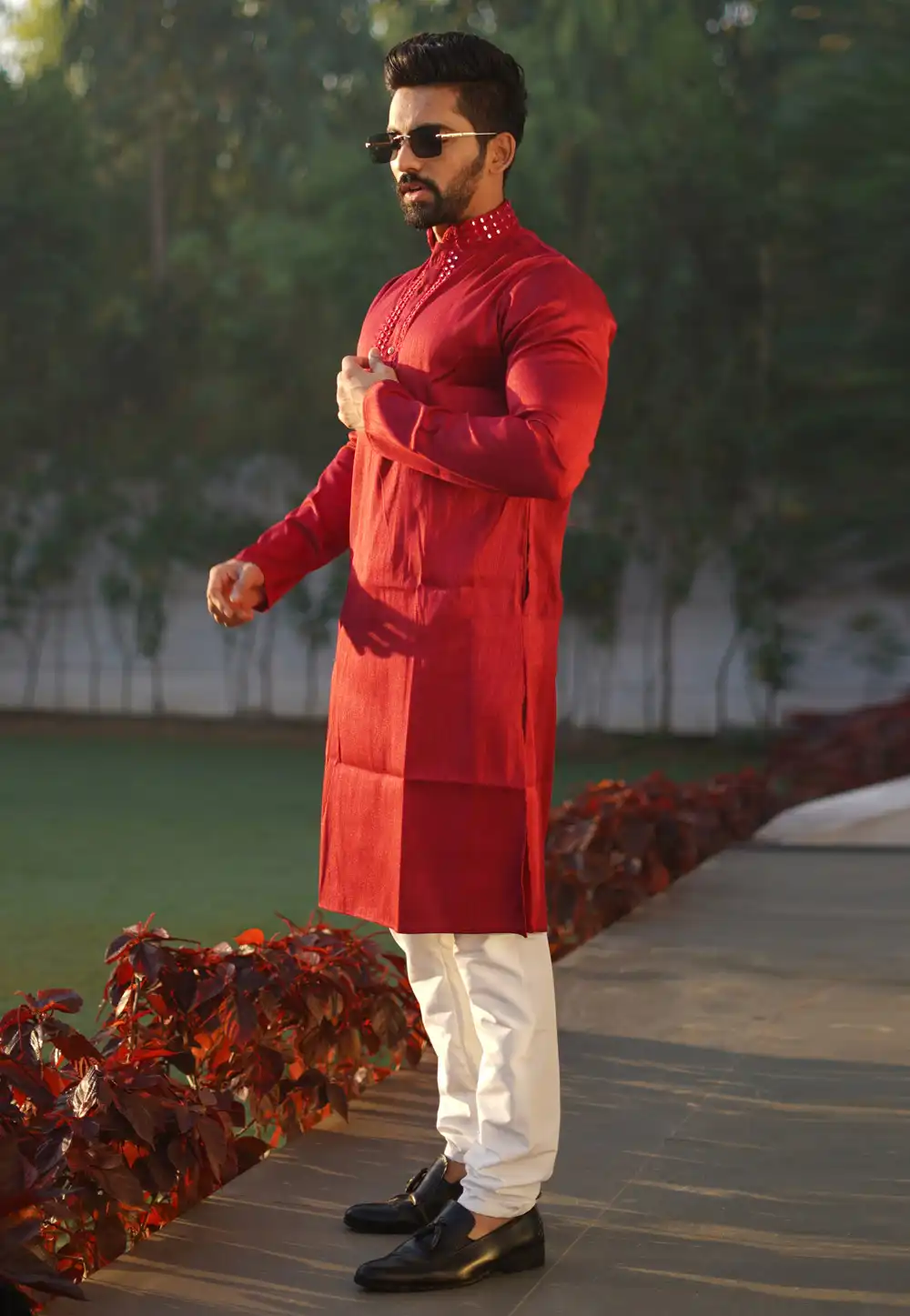 Red Silk Kurta Pajama 293775