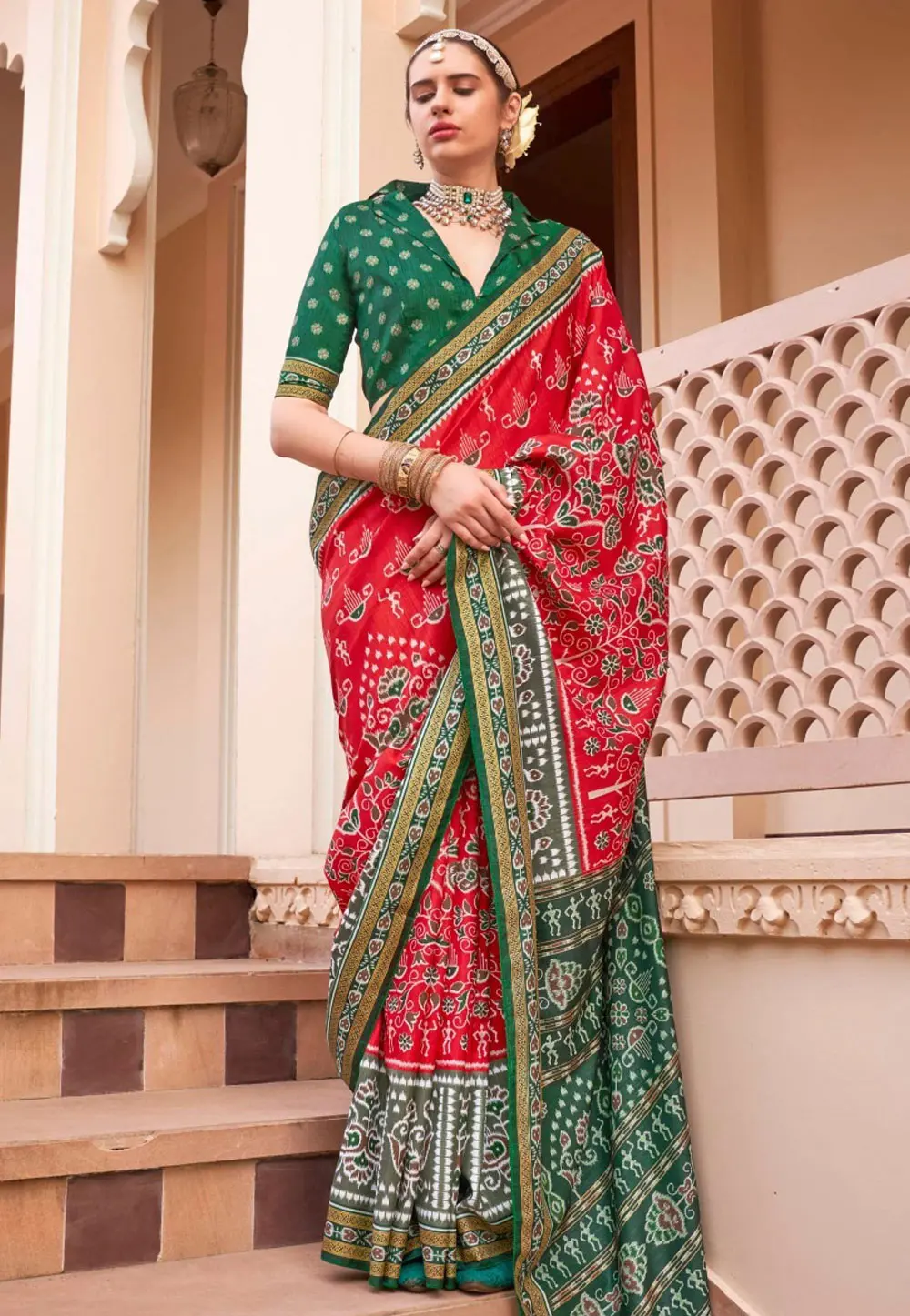 Red Silk Patola Saree 302678