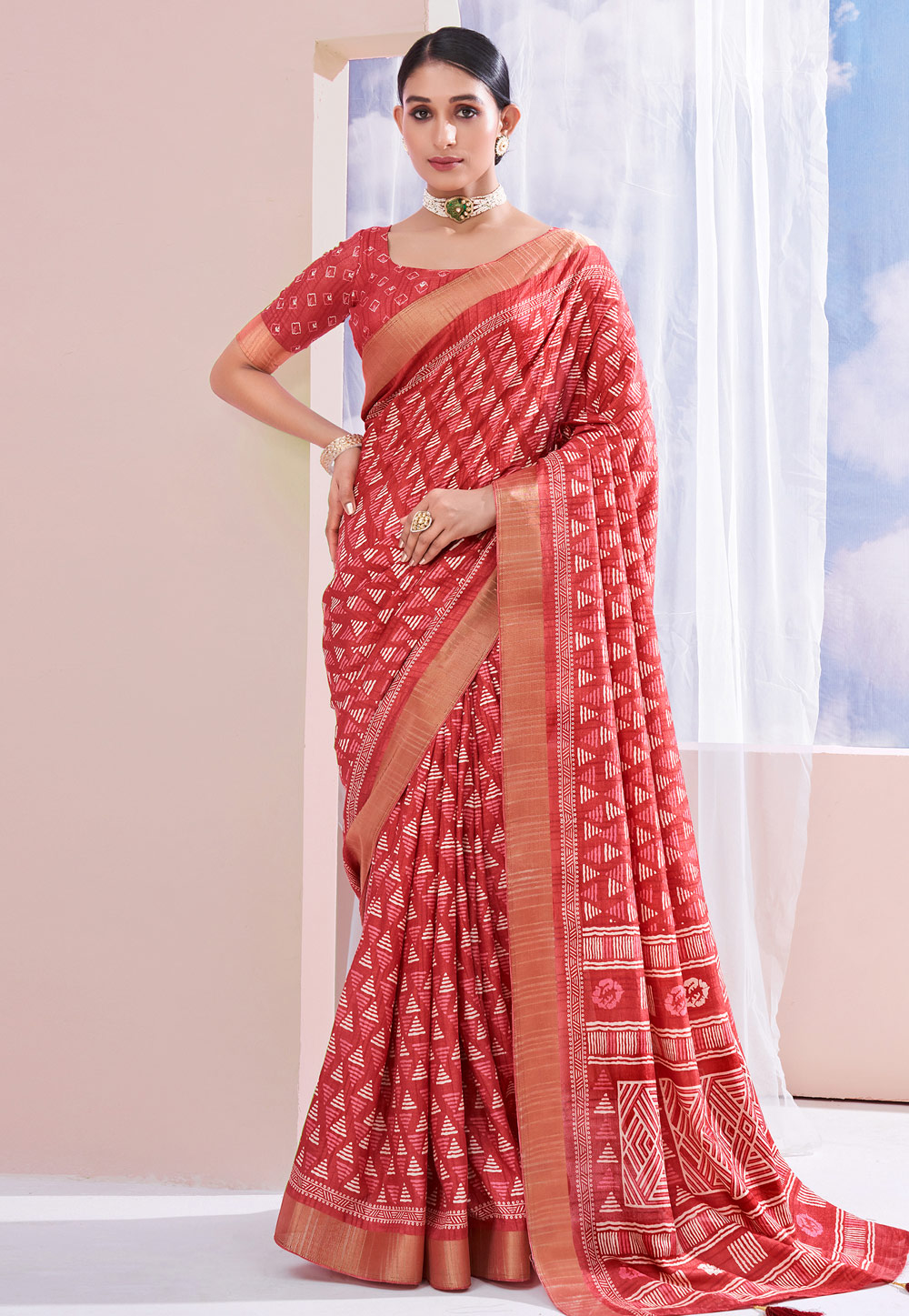 Red Silk Saree With Blouse 286833