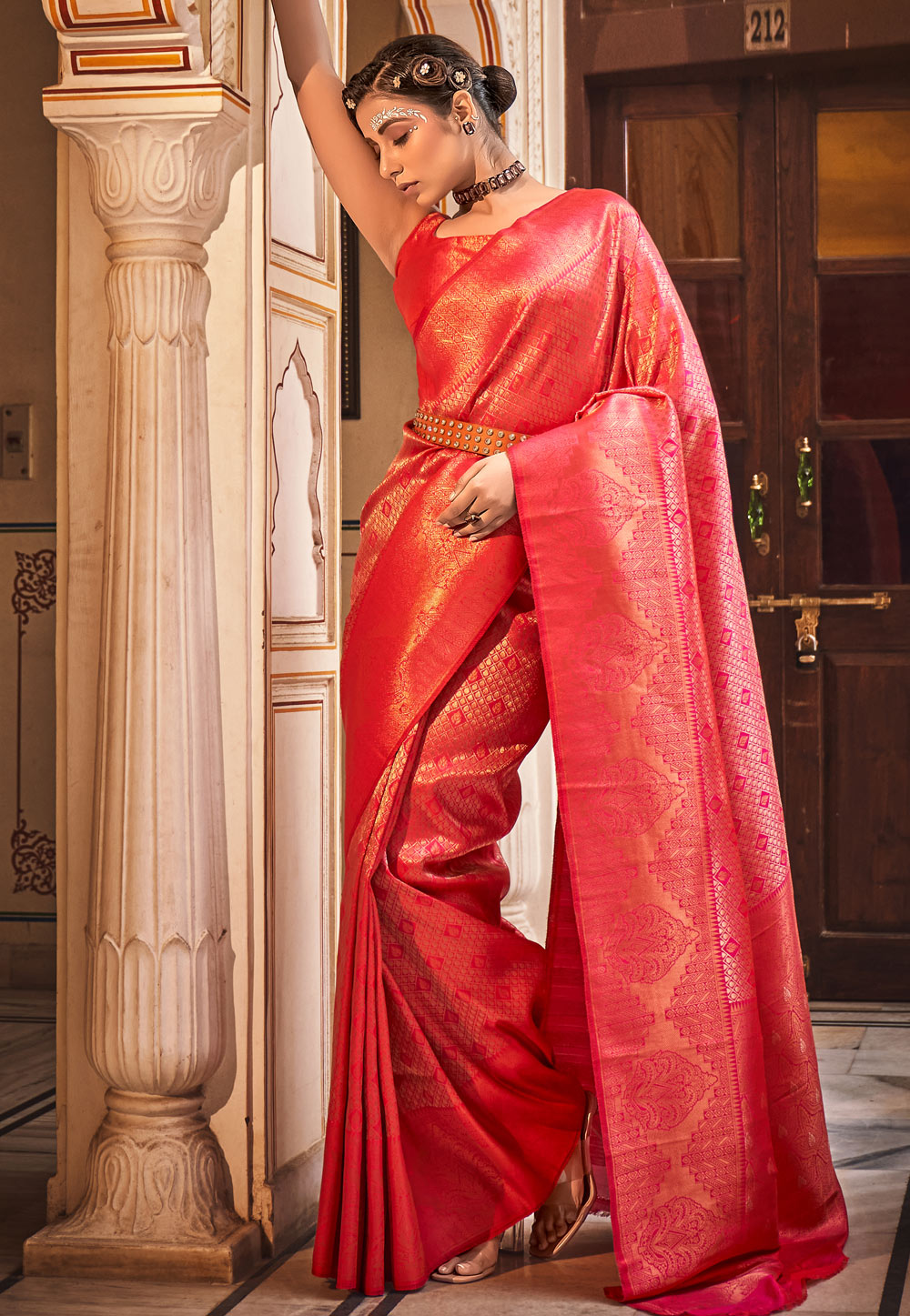 Red Silk Saree With Blouse 285229