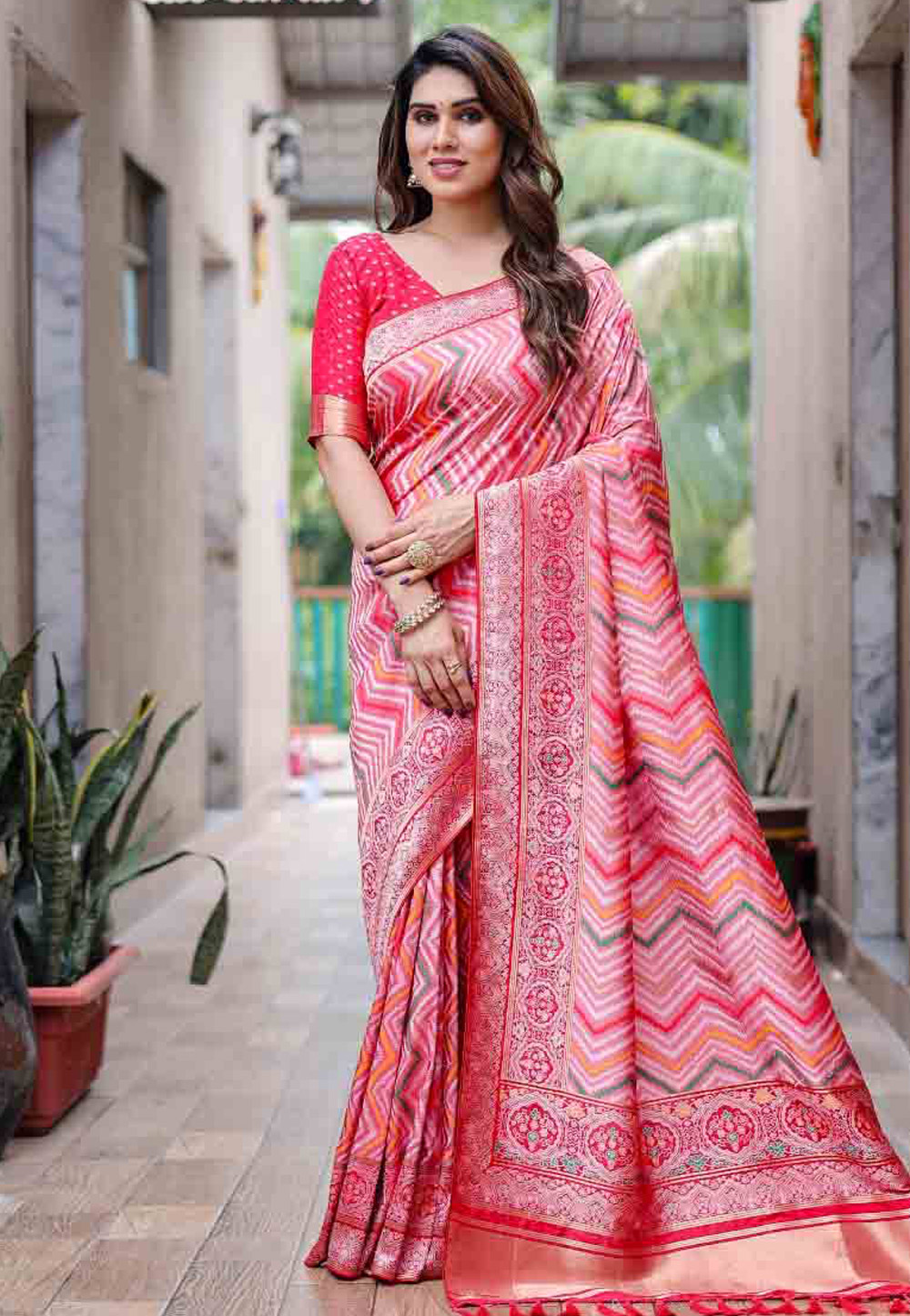 Red Silk Saree With Blouse 280766