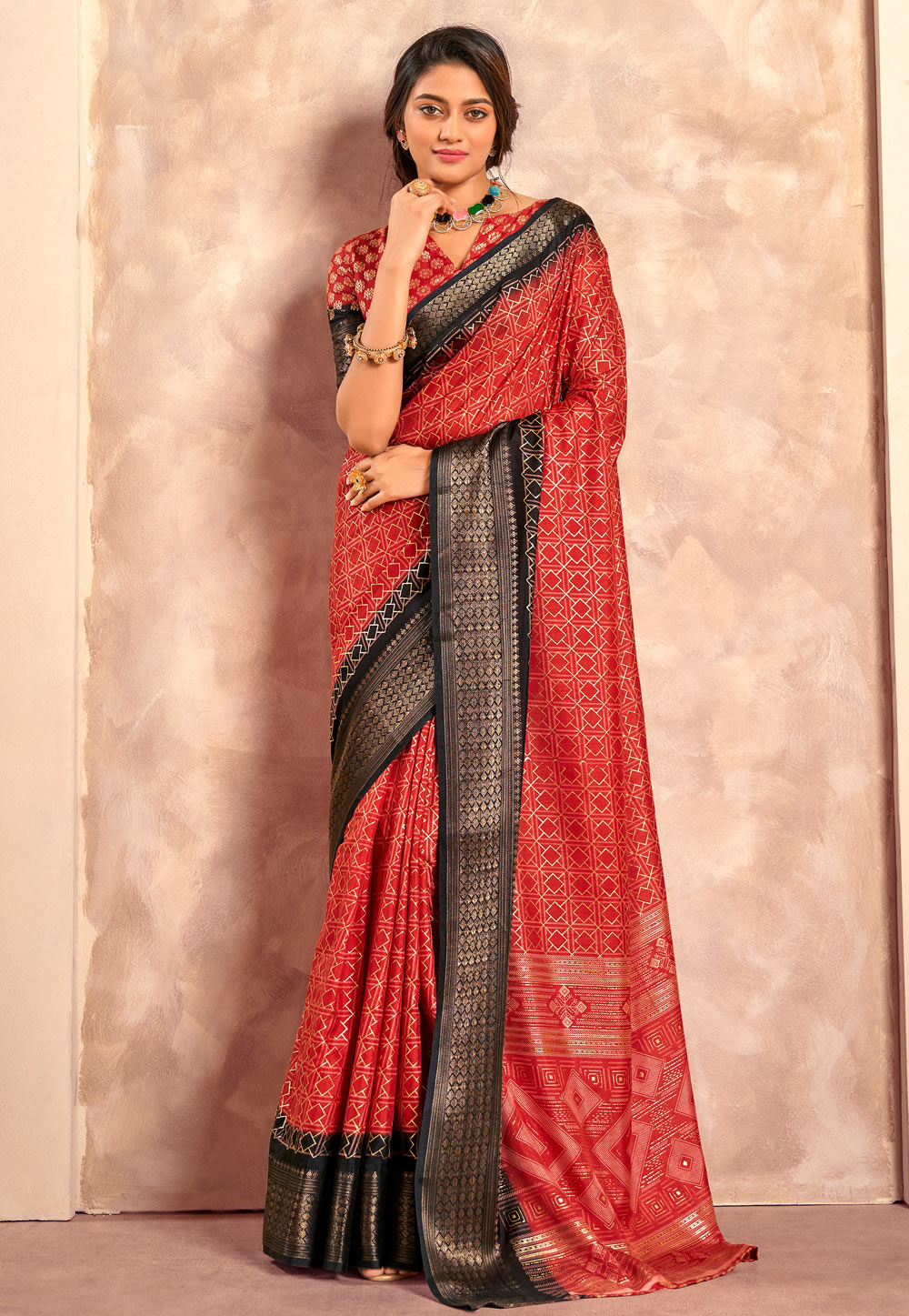 Red Silk Saree With Blouse 287037