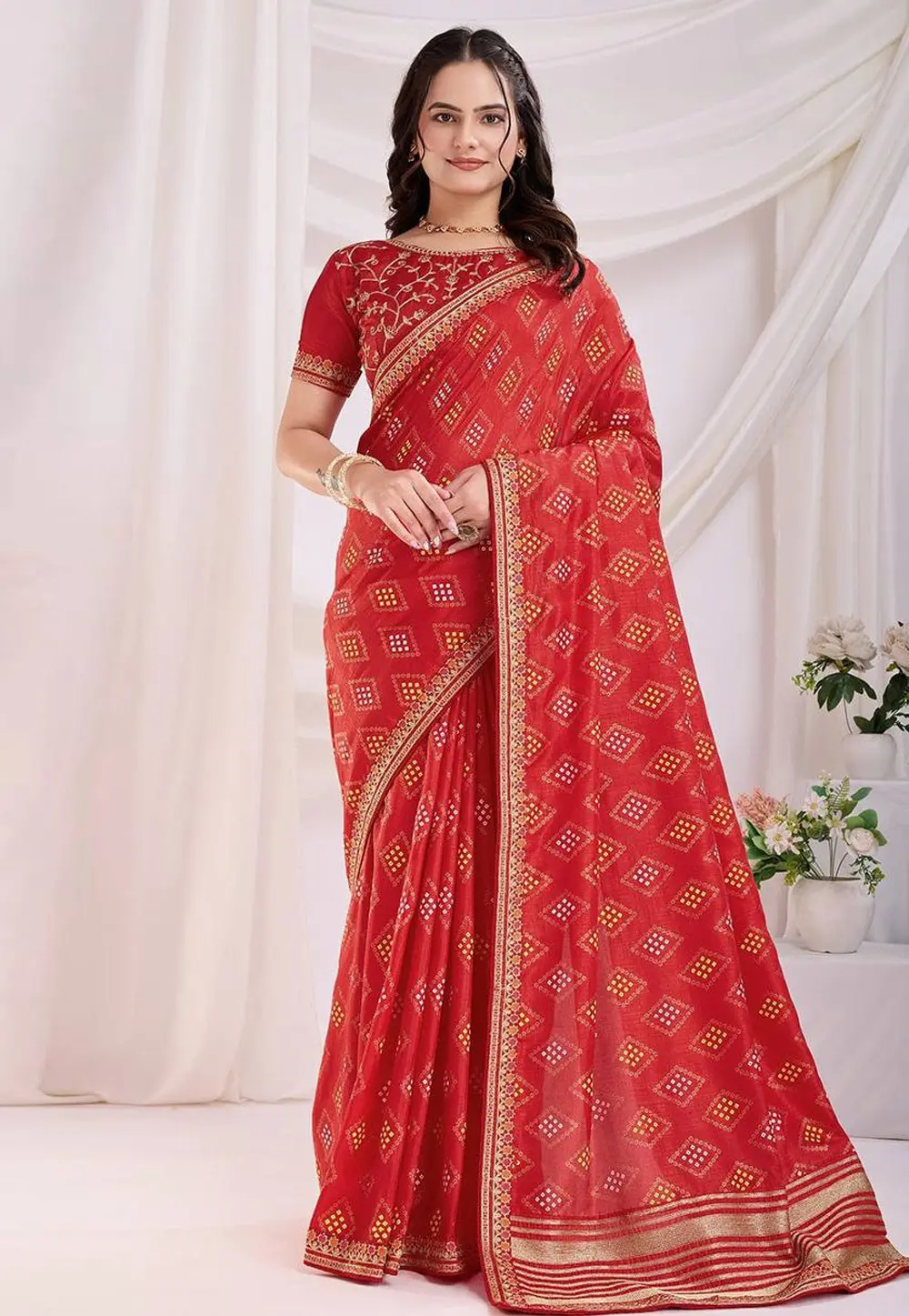 Red Silk Saree With Blouse 304168