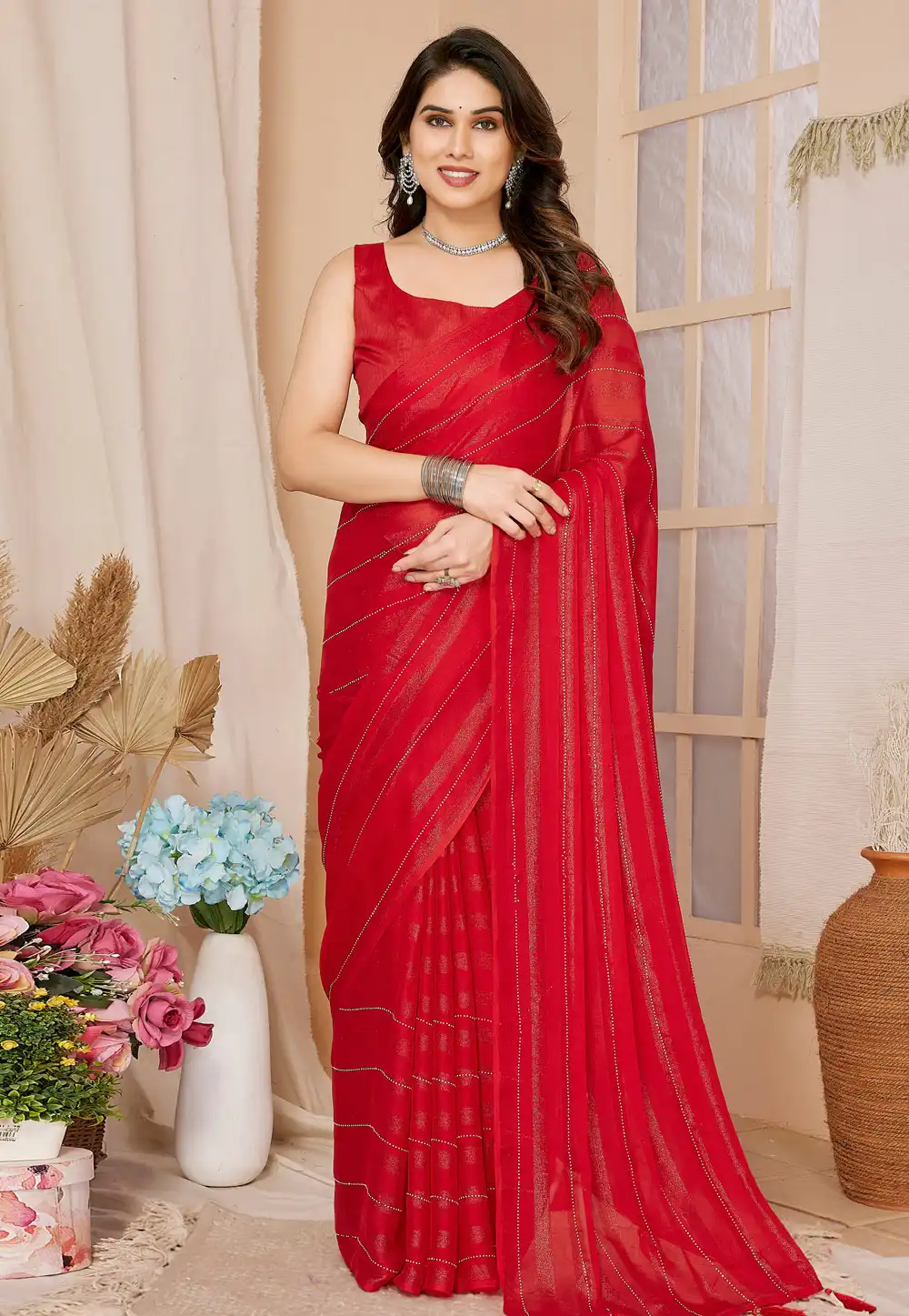 Red Silk Saree With Blouse 288911