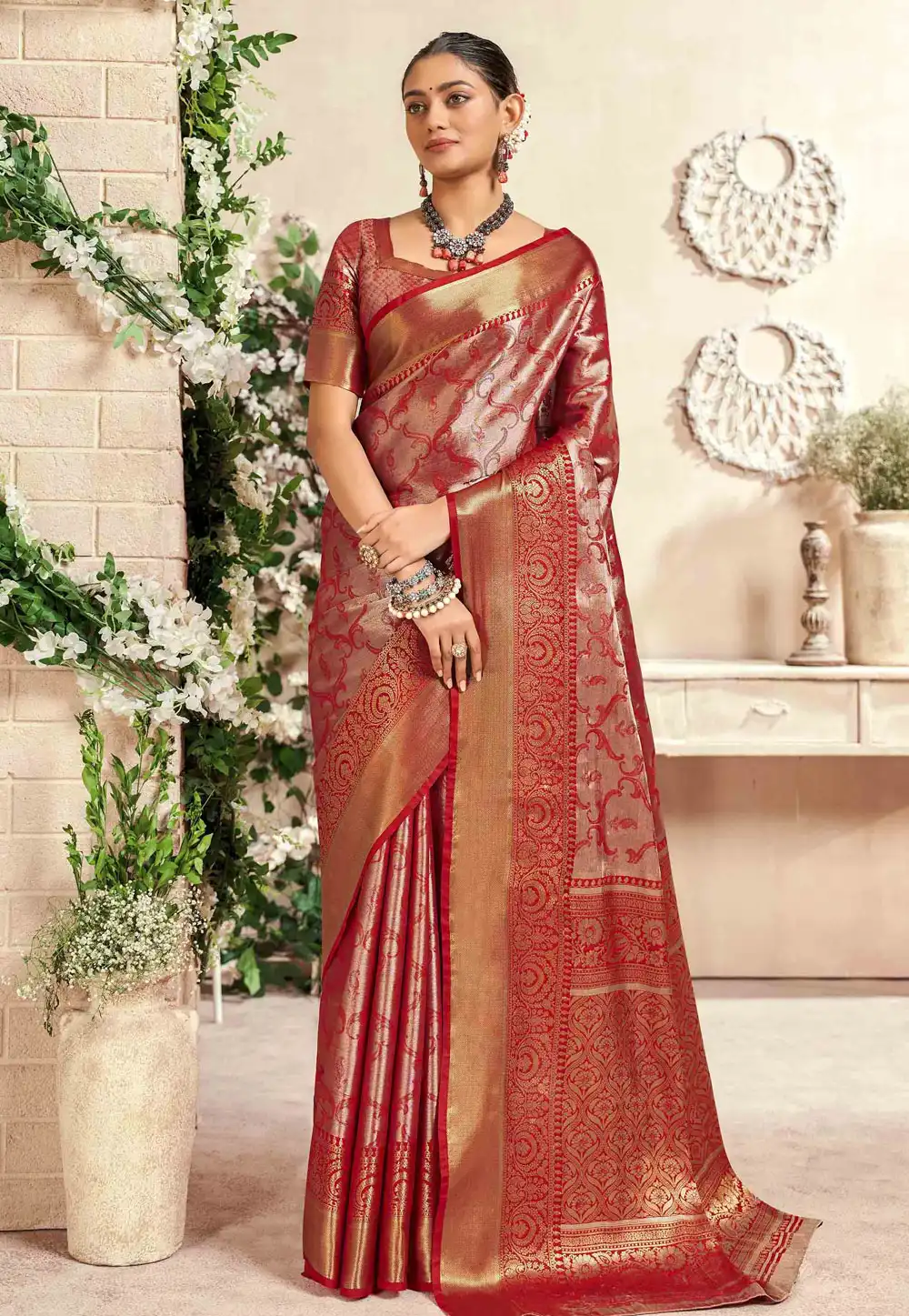 Red Silk Saree With Blouse 288357