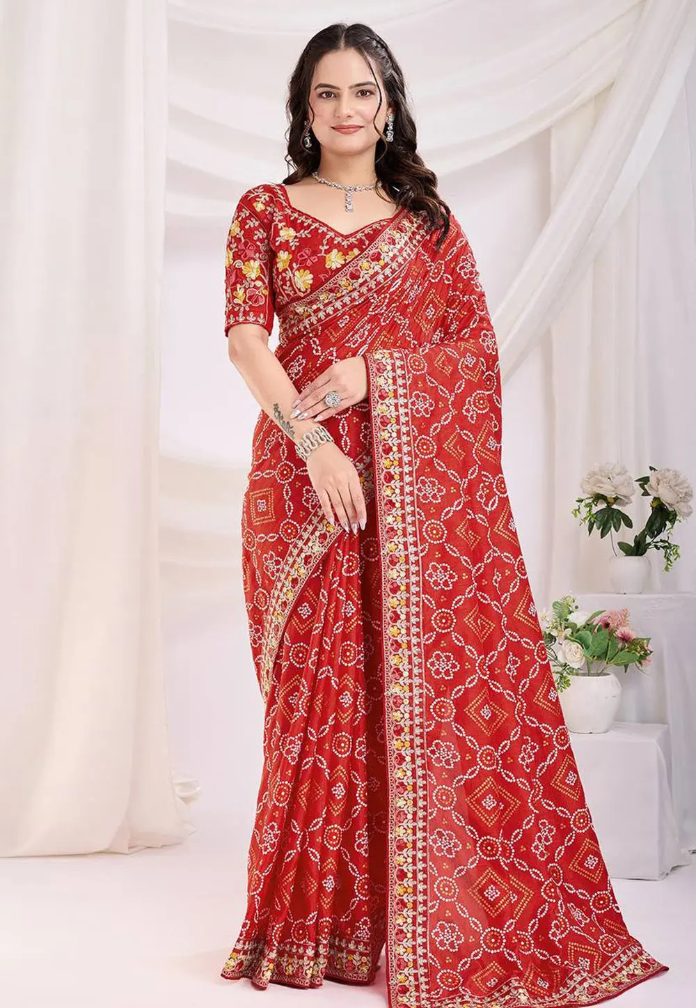 Red Silk Saree With Blouse 303271