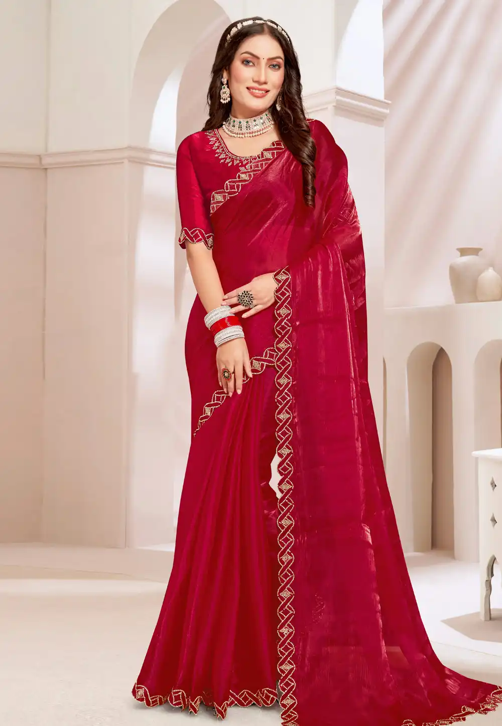 Red Silk Saree With Blouse 293063