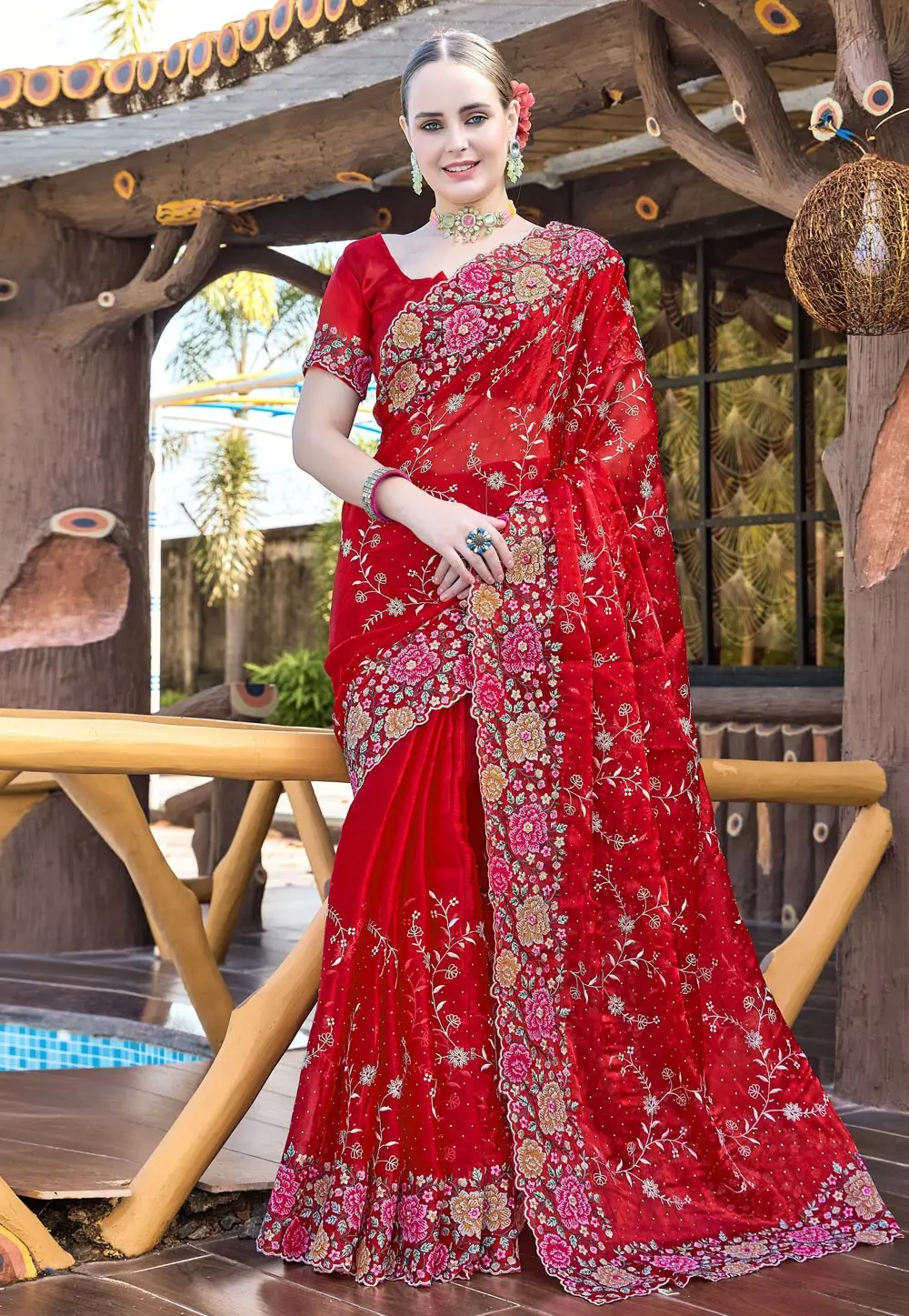 Red Silk Saree With Blouse 297234