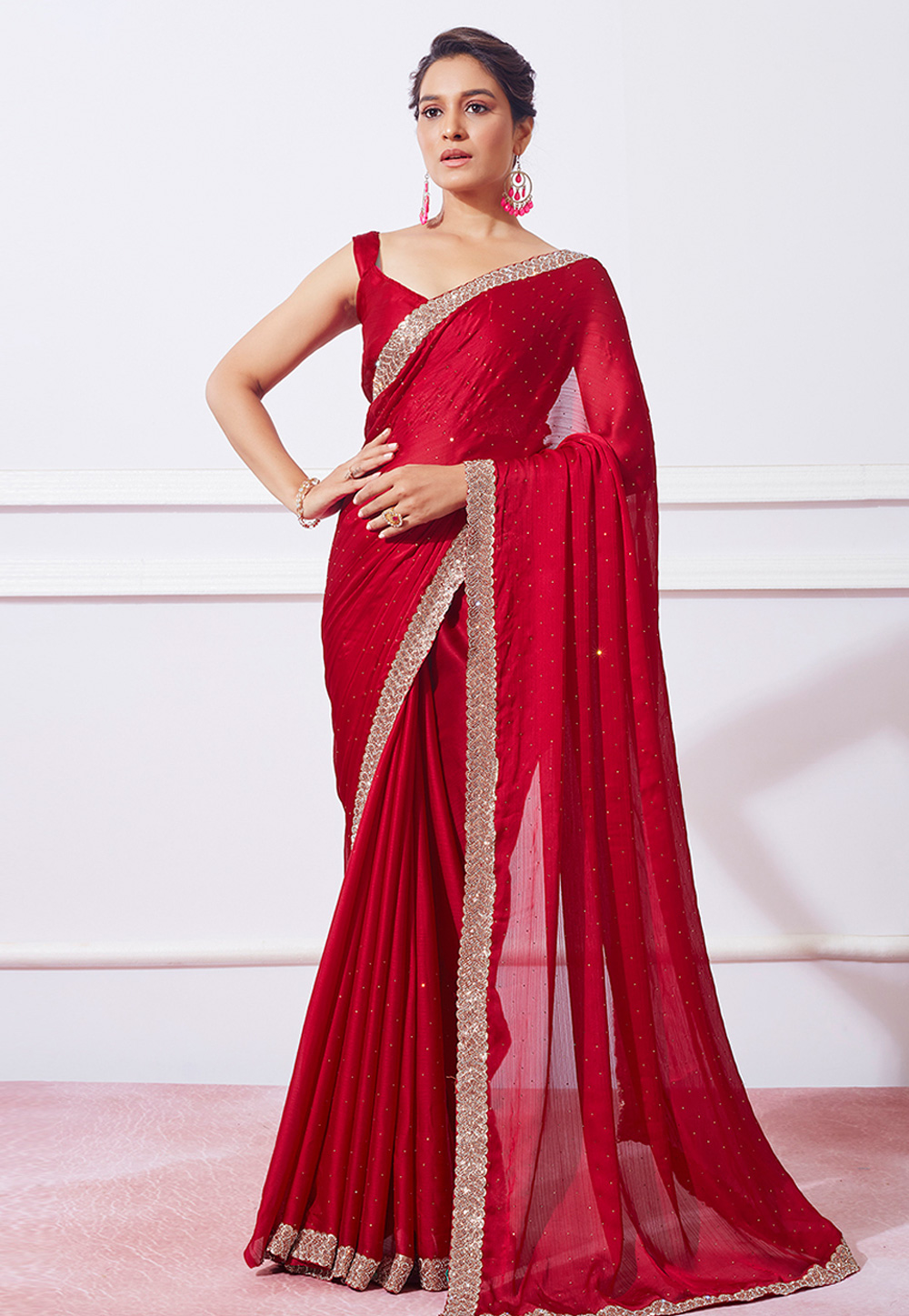 Red Silk Saree With Blouse 279849
