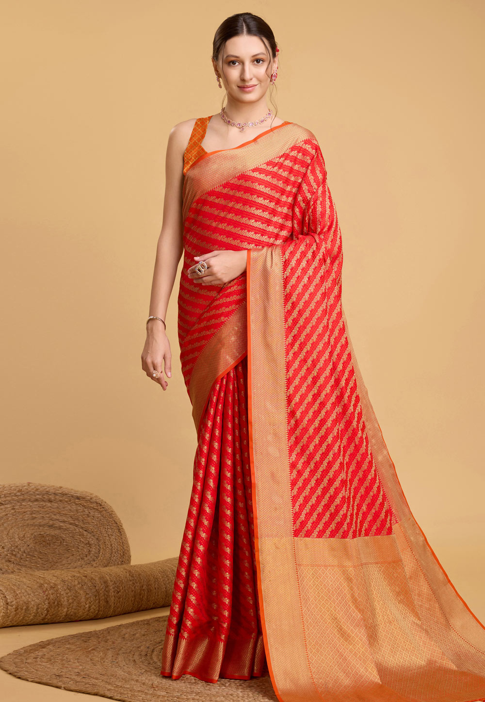 Red Silk Saree With Blouse 284079