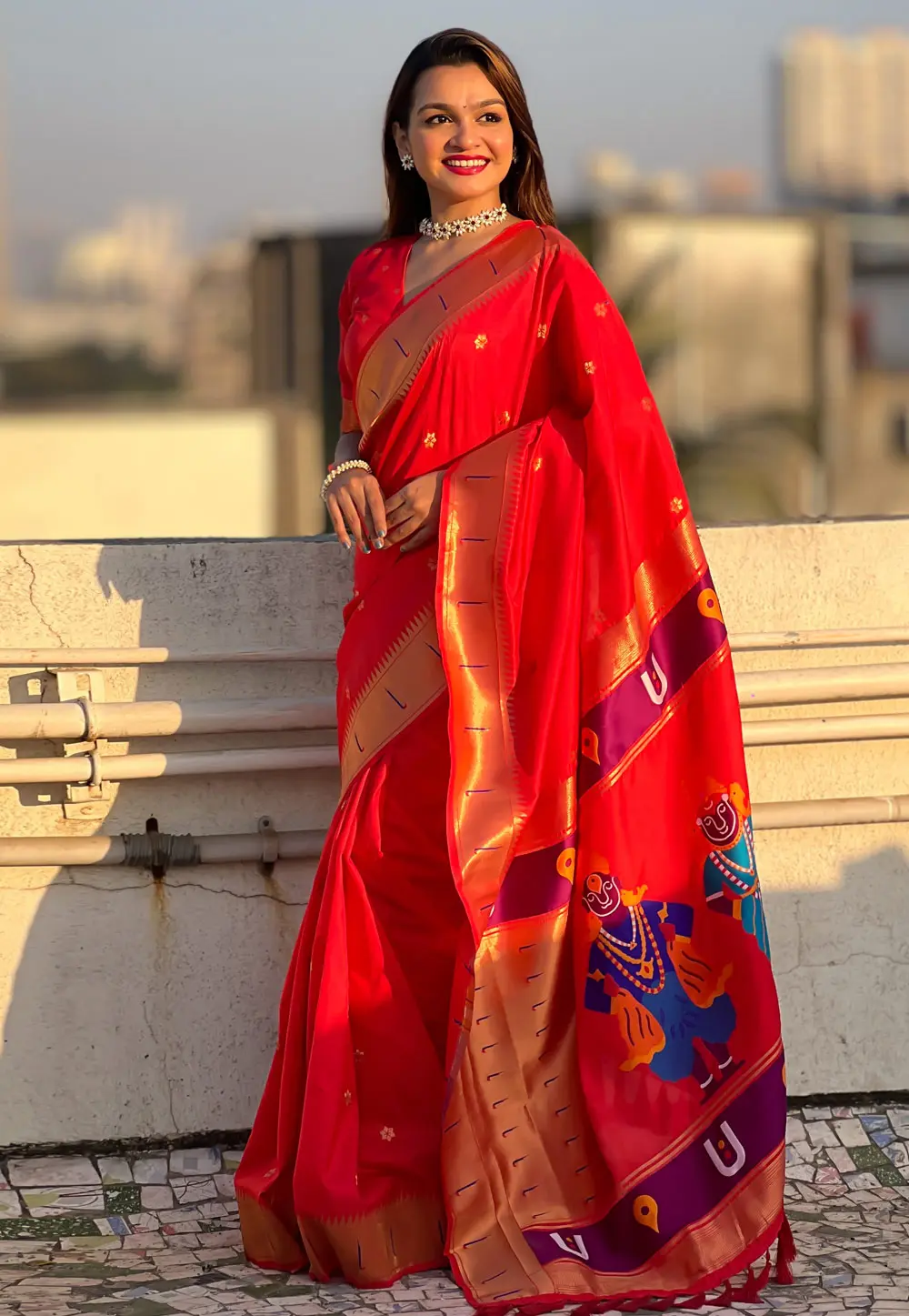 Red Silk Saree With Blouse 302241